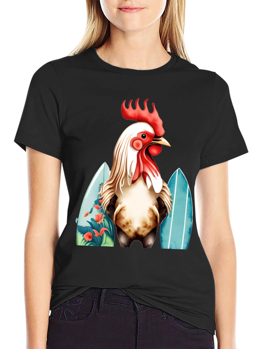 Rooster Surfboard Graphic T-Shirt
