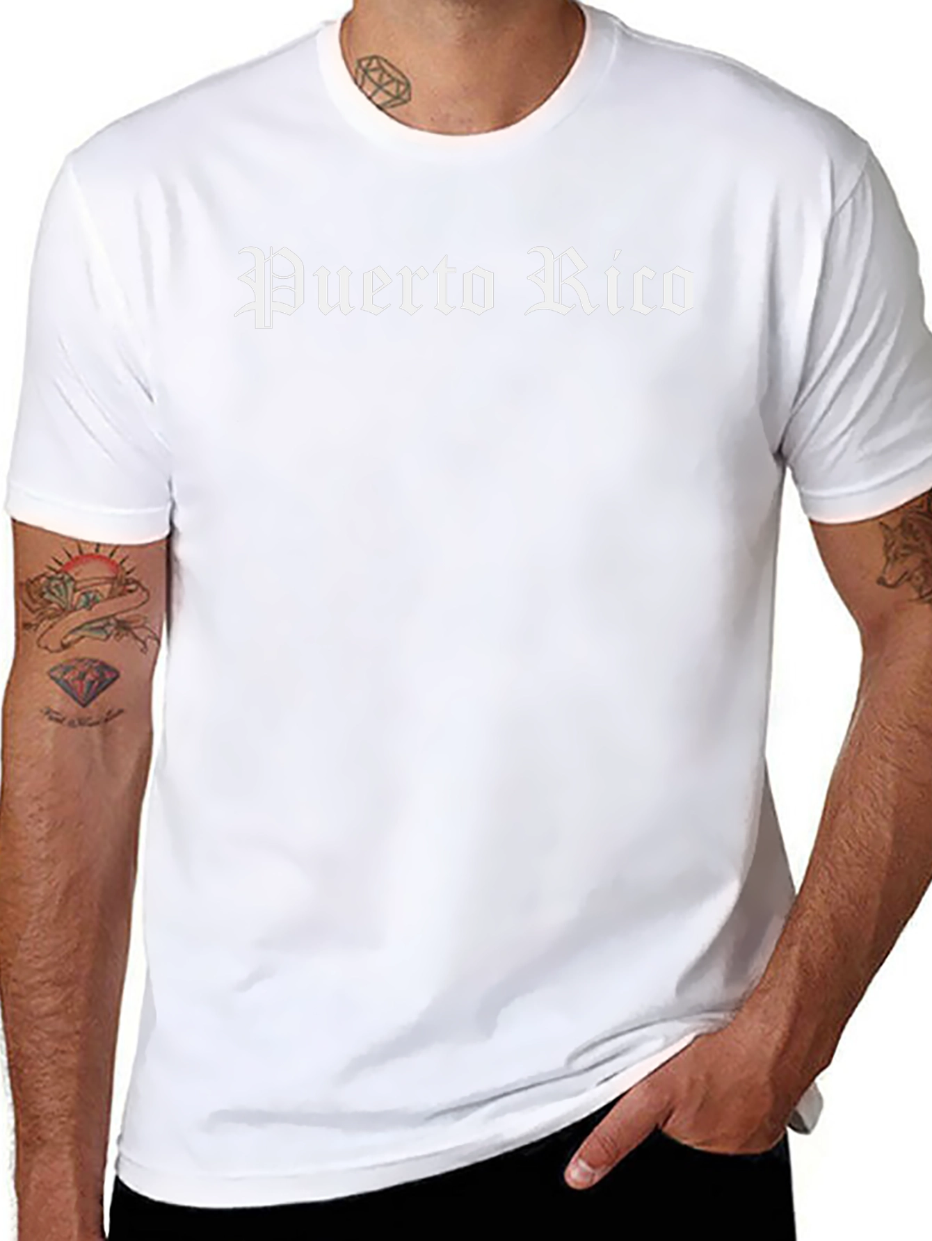 Puerto Rico Gothic Text T-Shirt - Black