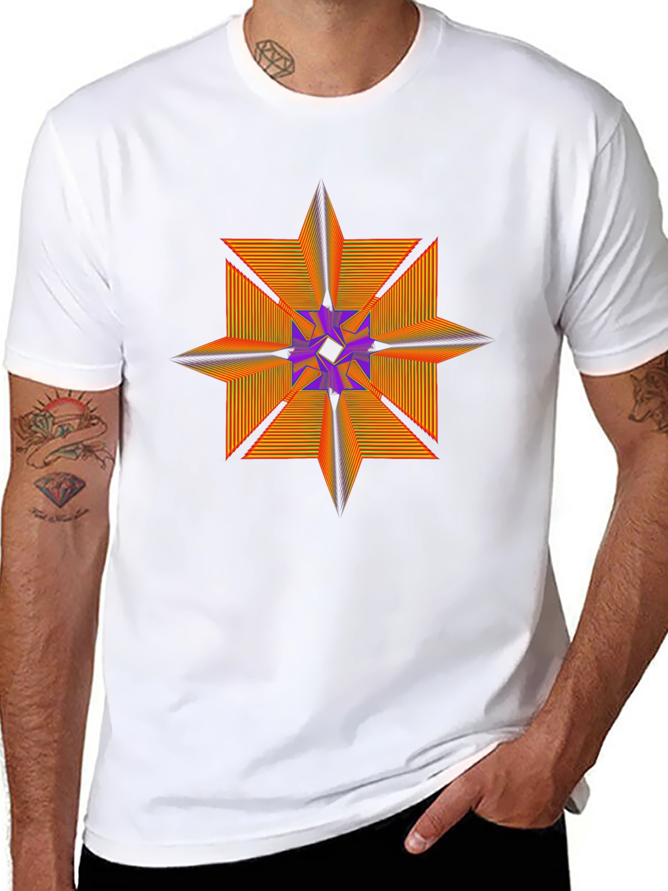 Abstract Star Graphic Tee - Modern Geometric Design