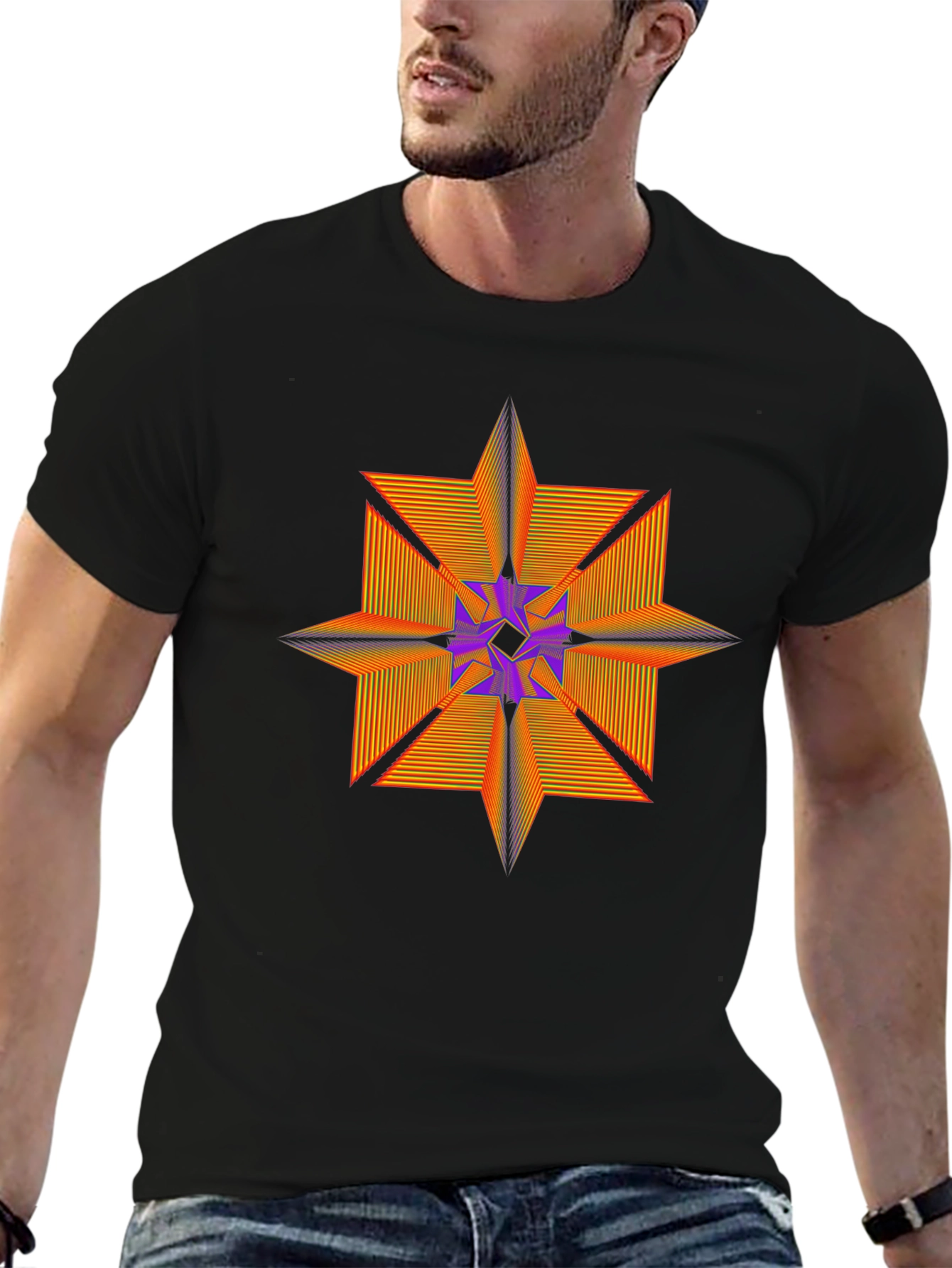 Abstract Star Graphic Tee - Modern Geometric Design