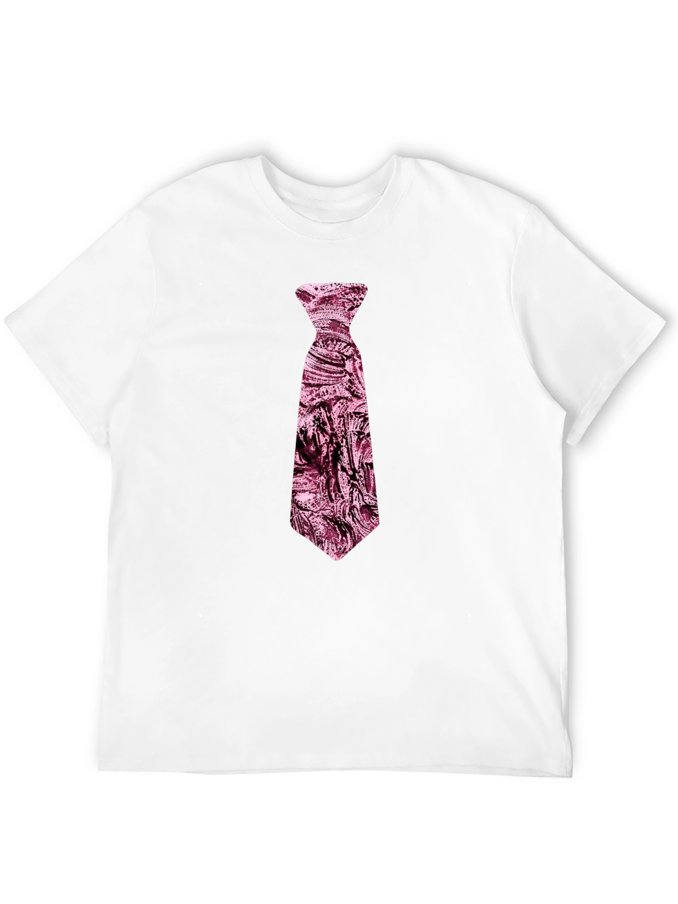Mens Black T-Shirt with Novelty Pink Tie Design