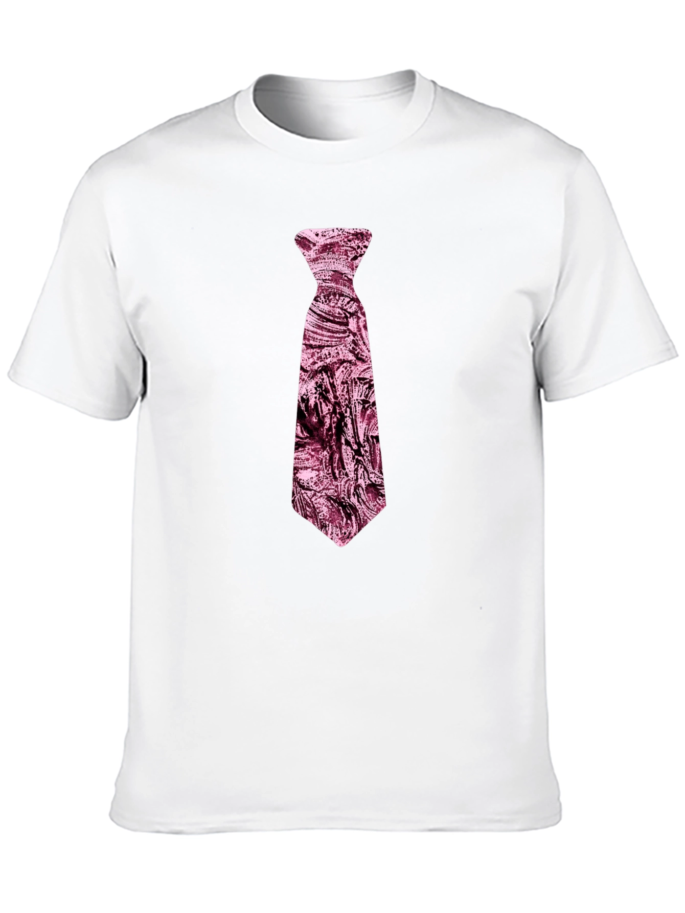 Mens Black T-Shirt with Novelty Pink Tie Design