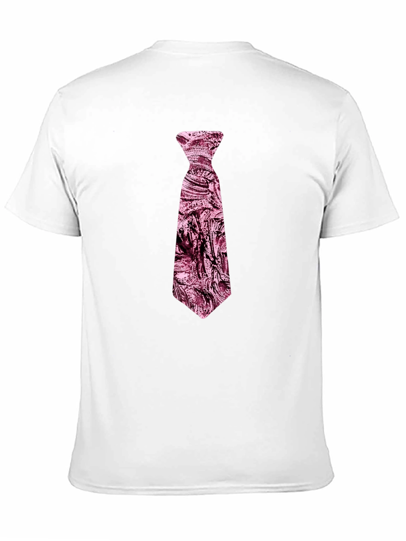 Mens Black T-Shirt with Novelty Pink Tie Design