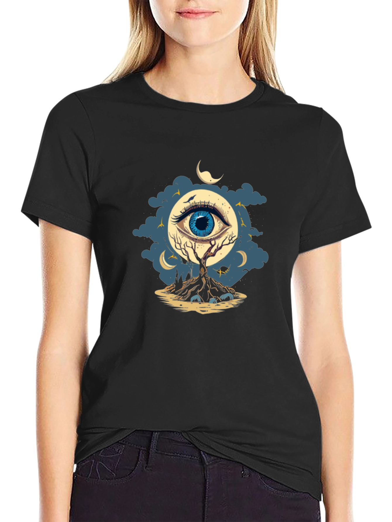 Eye of the Night Graphic T-Shirt - Black