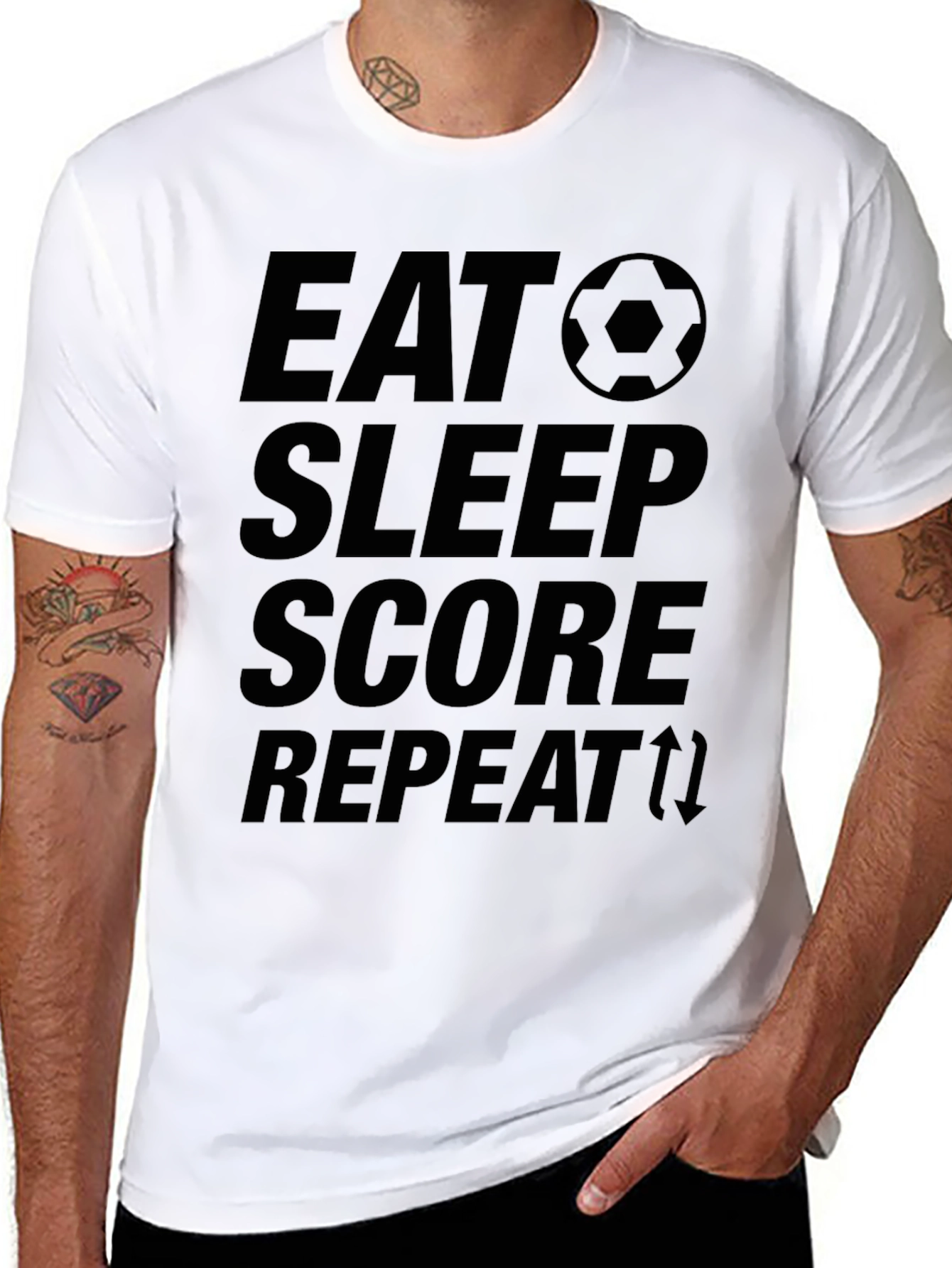 Eat Sleep Score Repeat Soccer T-Shirt