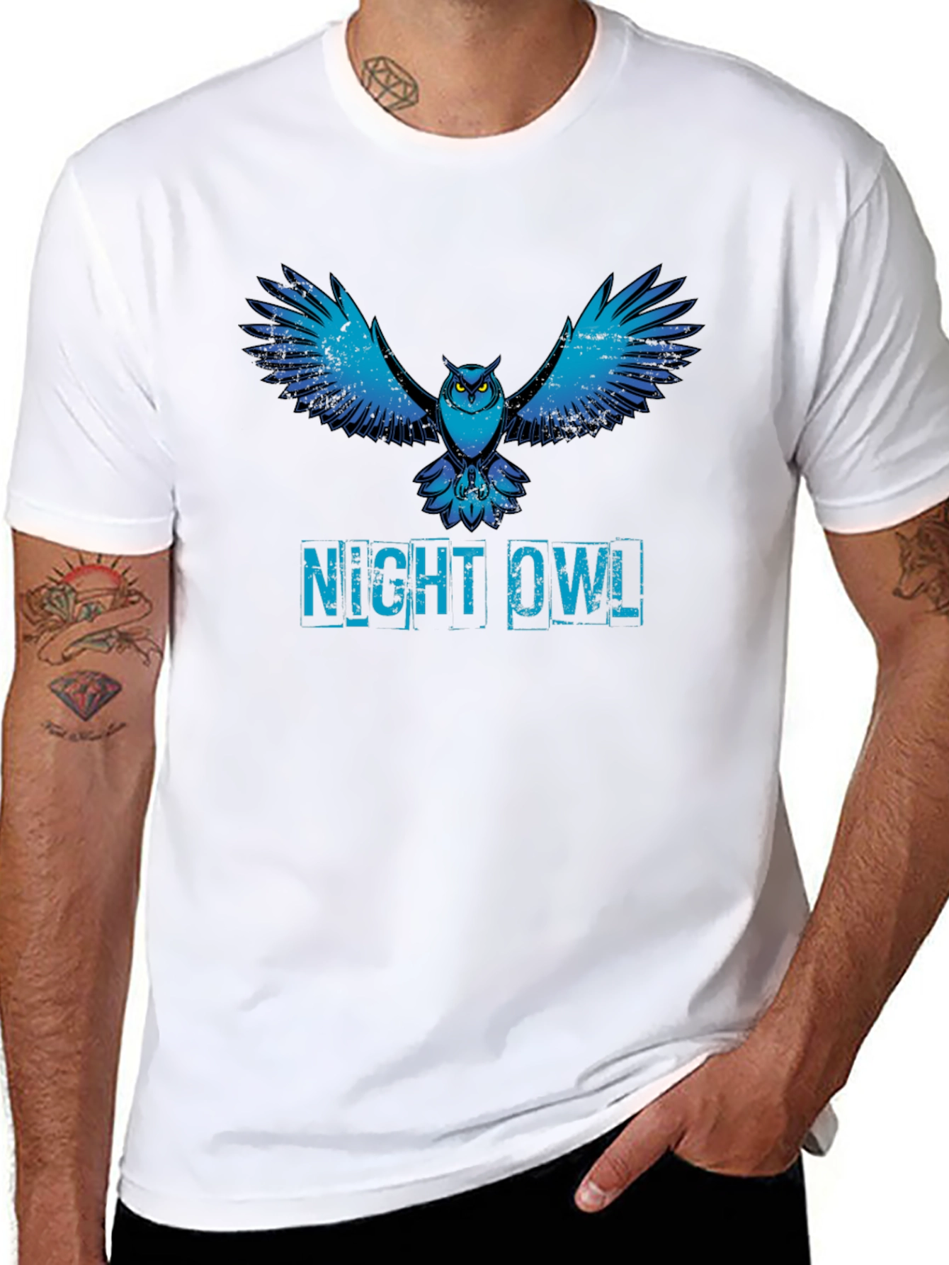 Night Owl Graphic Print T-Shirt - Black
