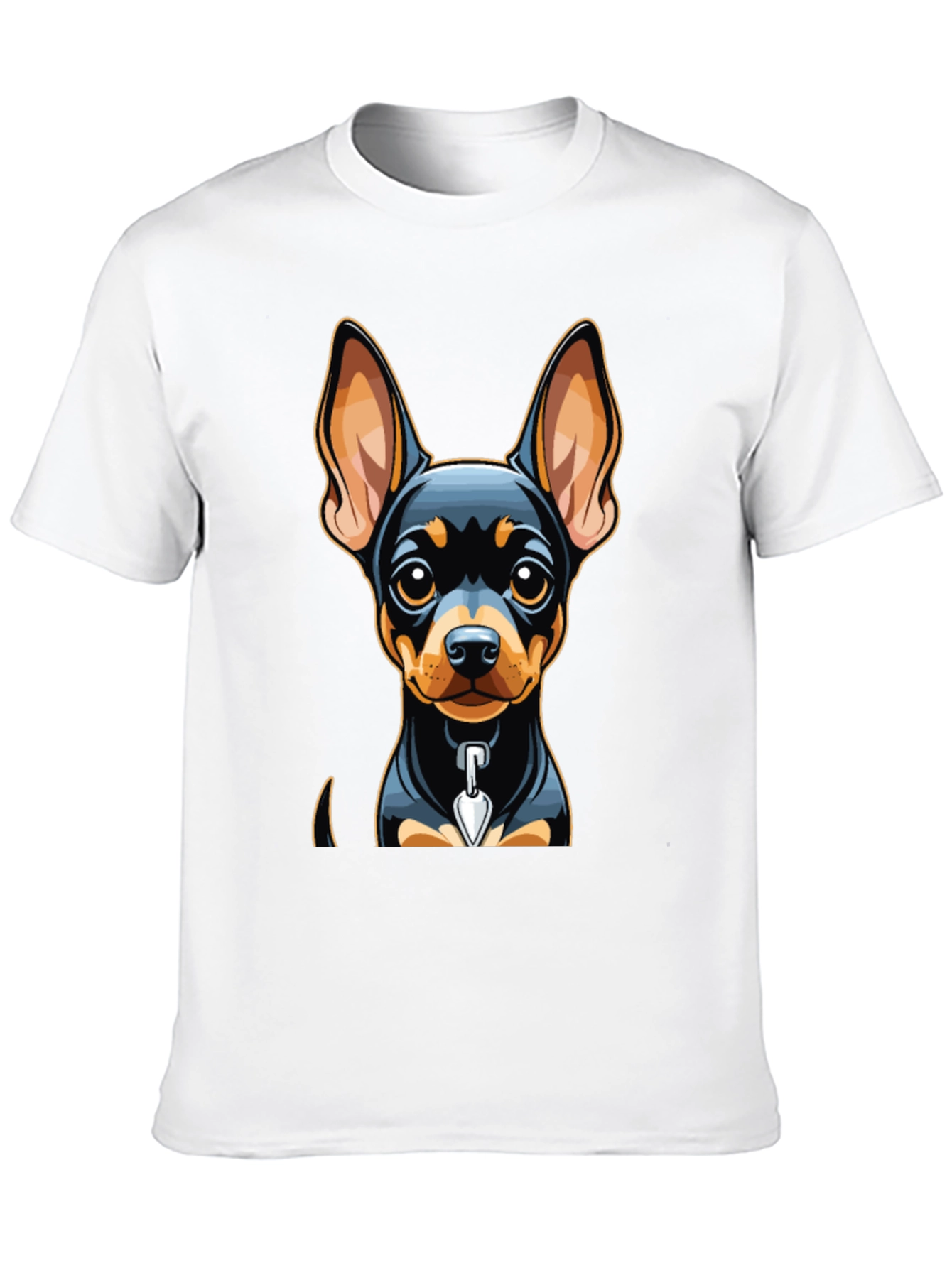 Cute Dog Graphic Tee - Black Cotton Blend