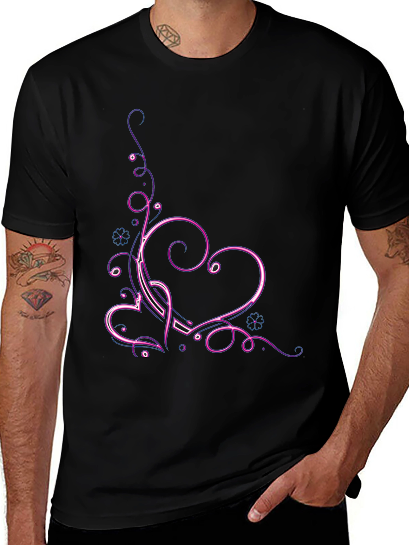 Heart Swirl T-Shirt - Neon Design