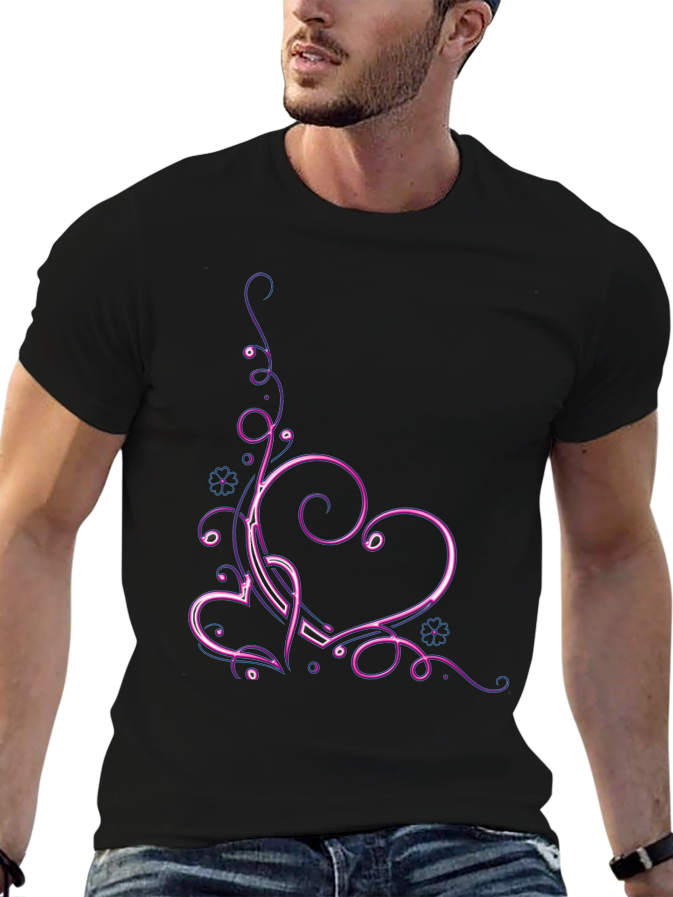 Heart Swirl T-Shirt - Neon Design