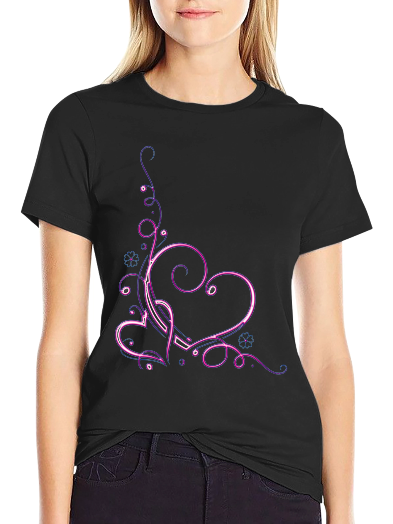 Heart Swirl T-Shirt - Neon Design