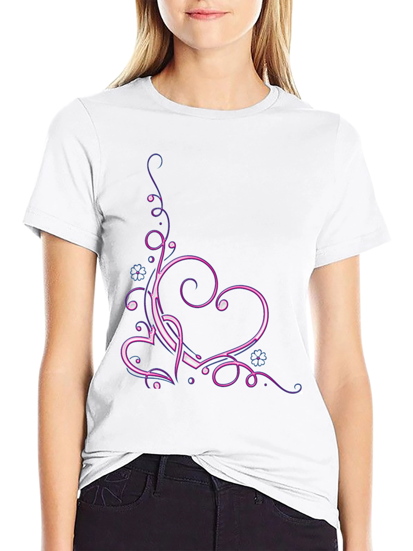 Heart Swirl T-Shirt - Neon Design