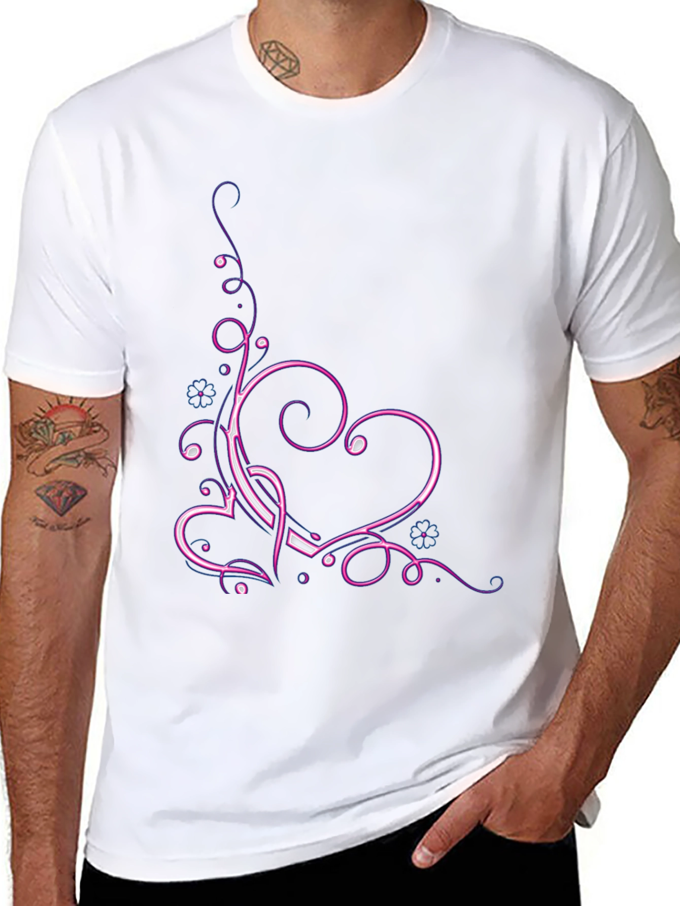 Heart Swirl T-Shirt - Neon Design