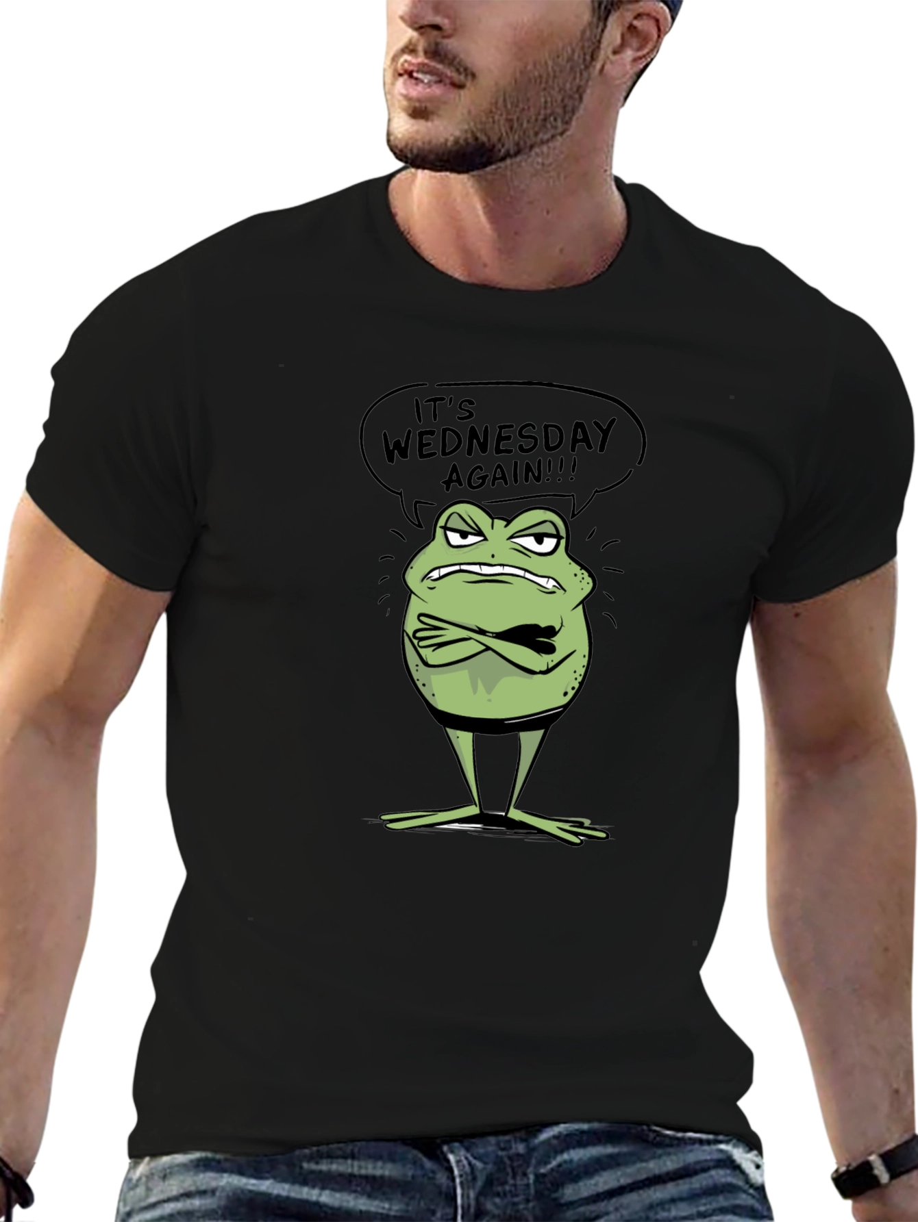 Its Wednesday Again Funny Frog Graphic Tee