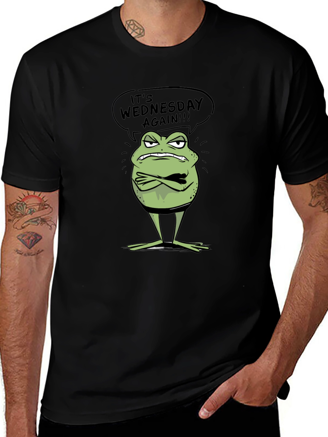 Its Wednesday Again Funny Frog Graphic Tee