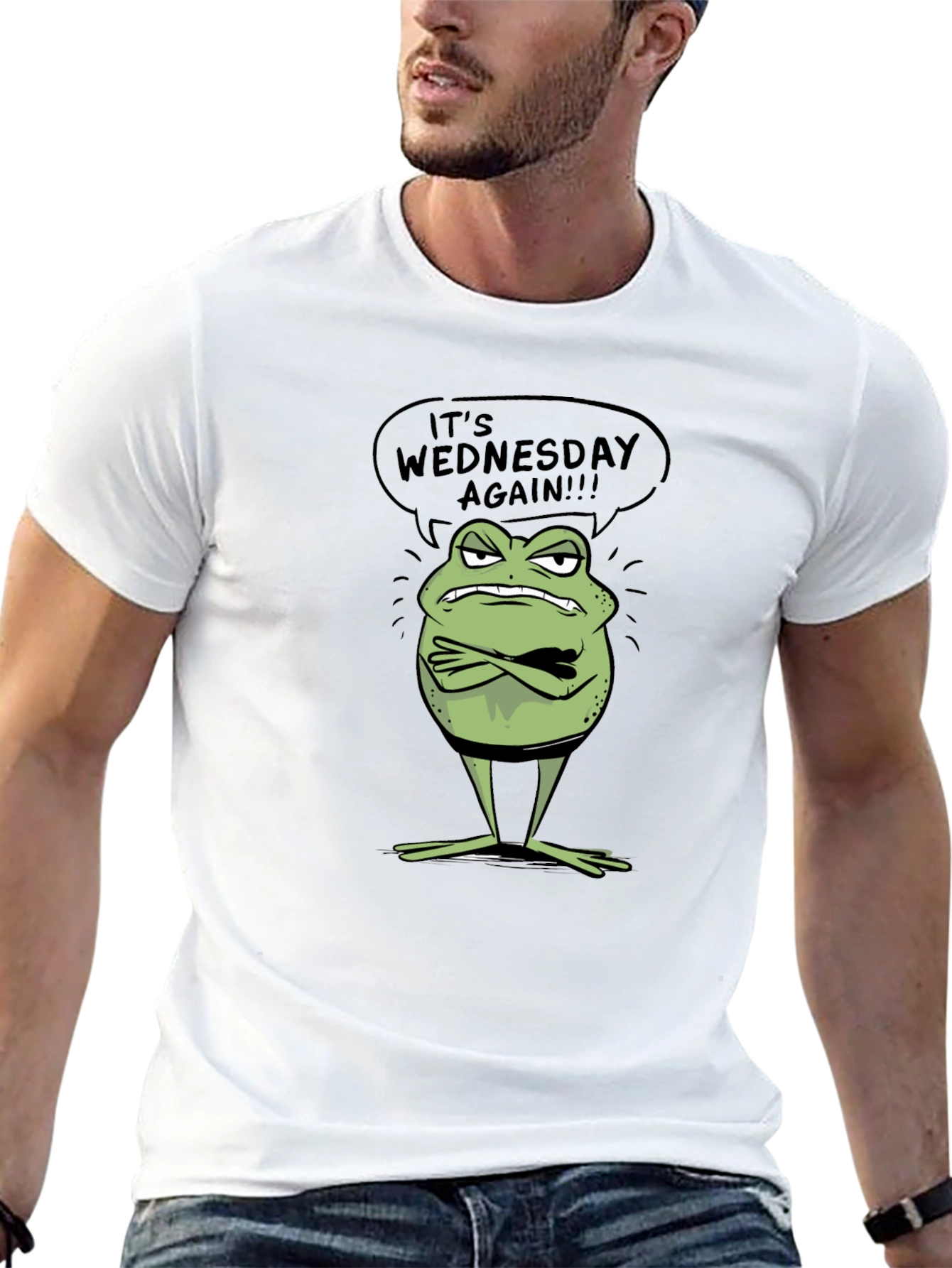 Its Wednesday Again Funny Frog Graphic Tee