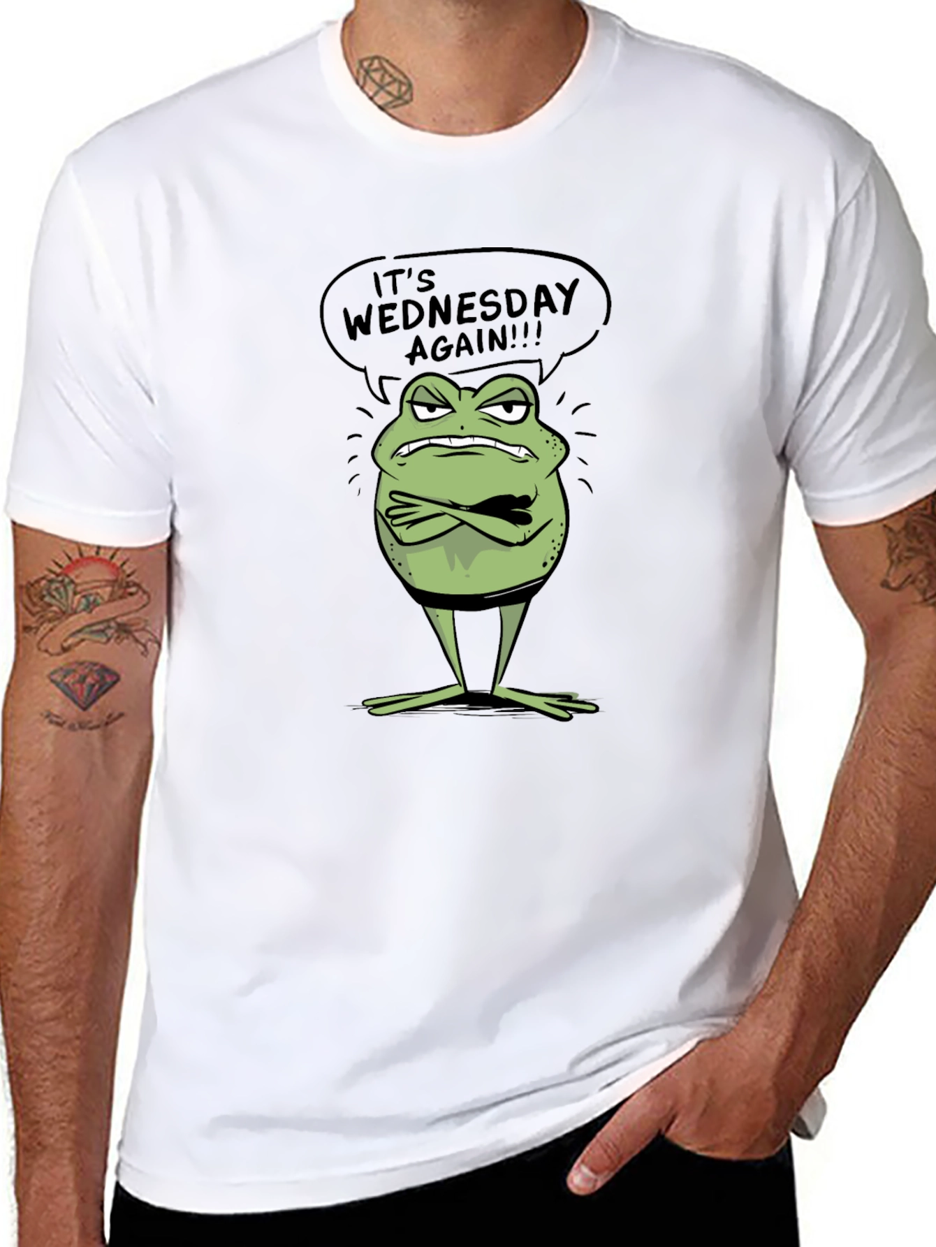 Its Wednesday Again Funny Frog Graphic Tee