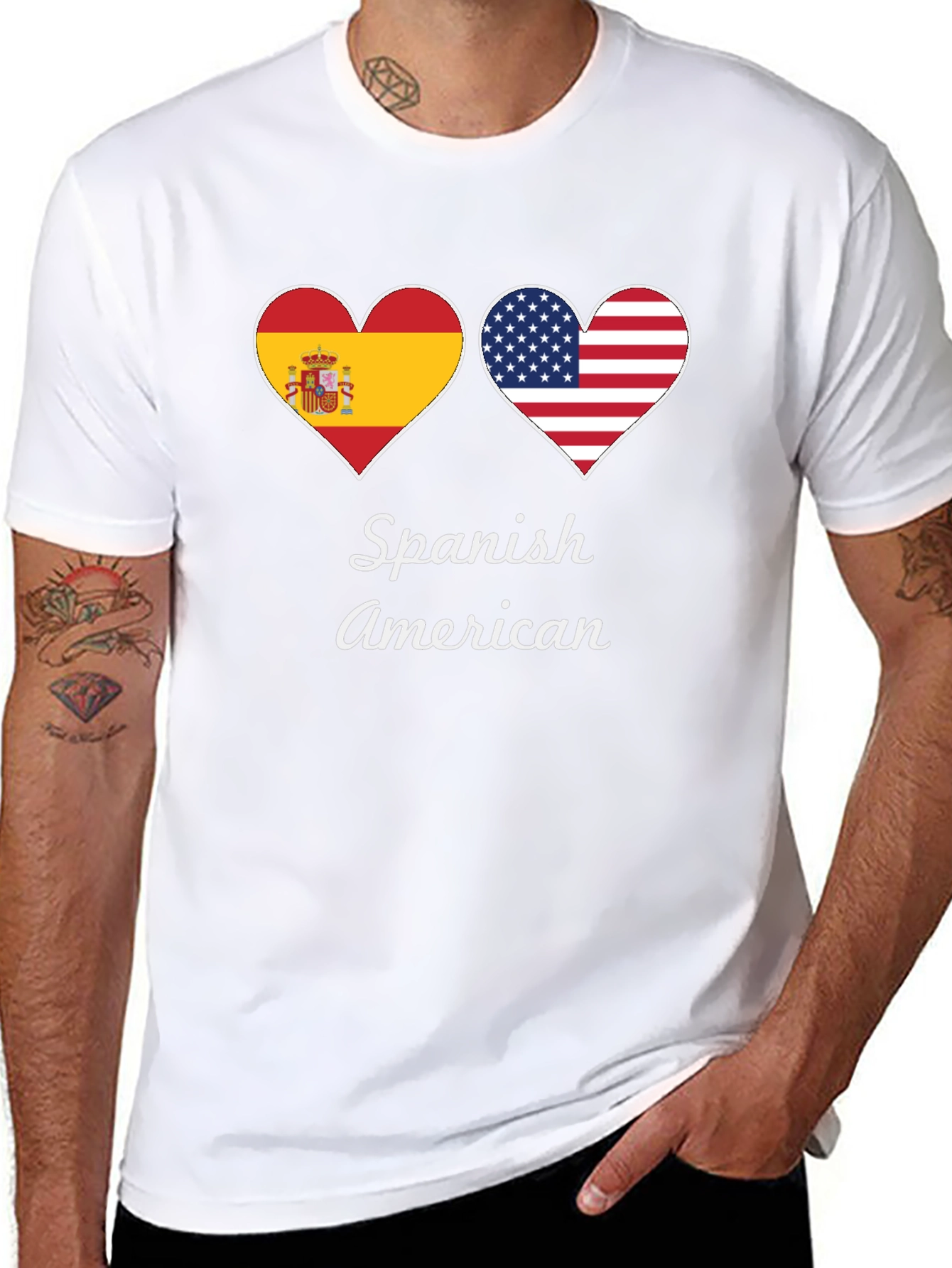 Spanish American Flag Heart T-Shirt