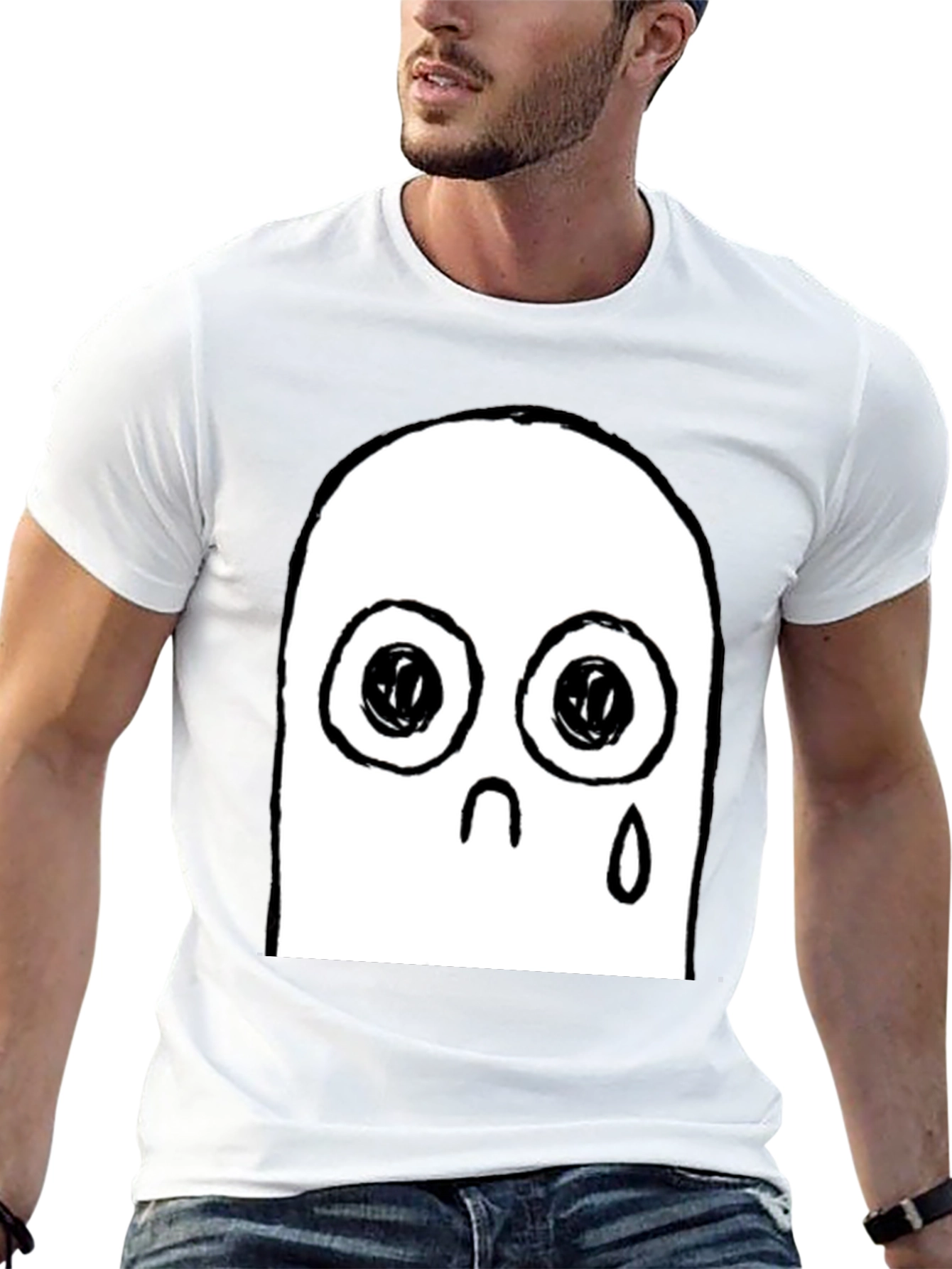 Sad Ghost Graphic Black T-Shirt