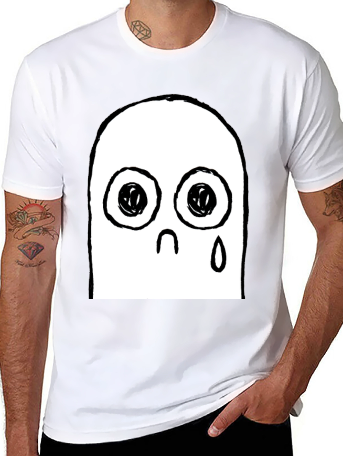 Sad Ghost Graphic Black T-Shirt