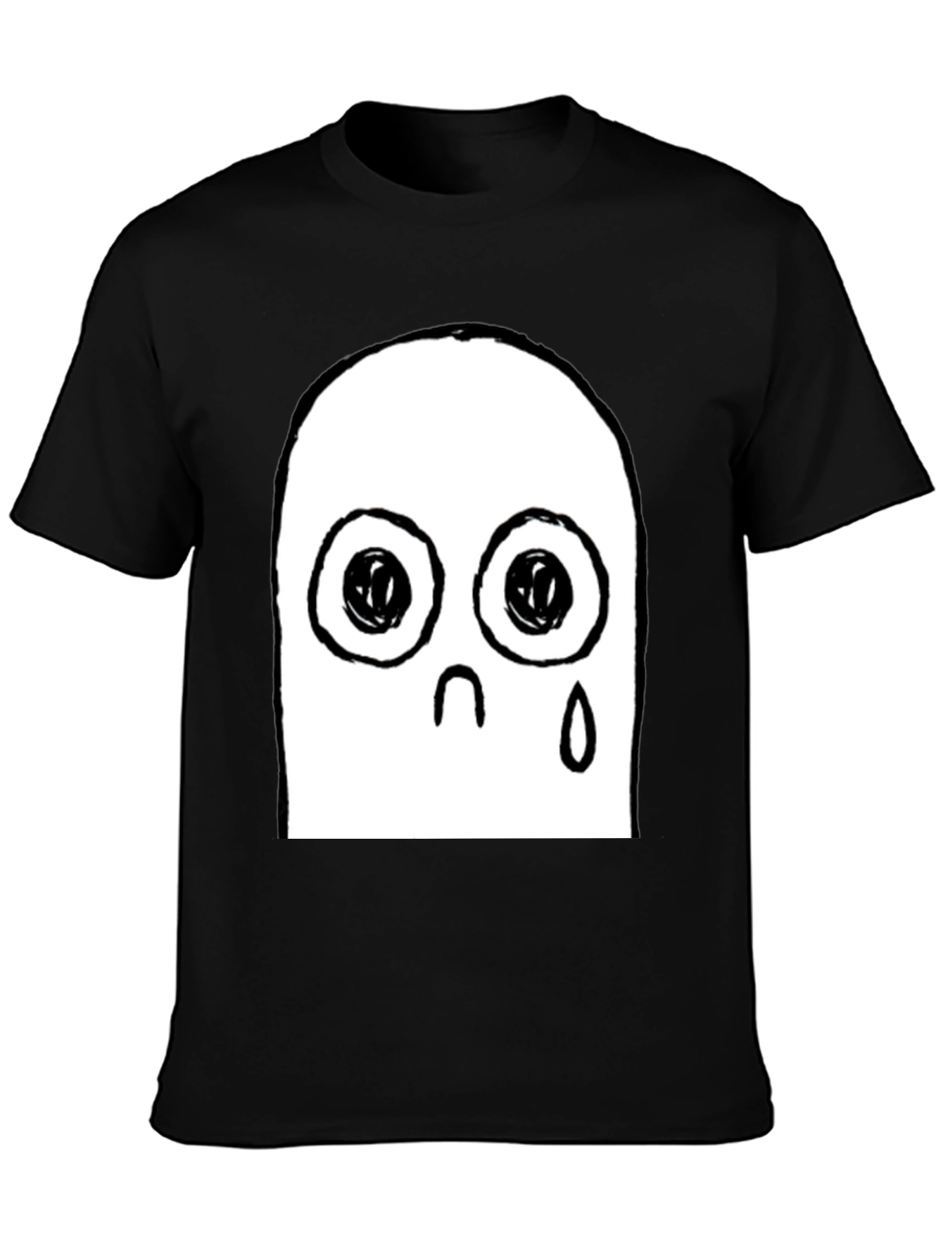 Sad Ghost Graphic Black T-Shirt
