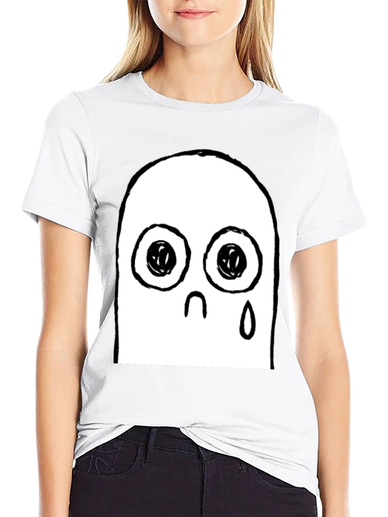 Sad Ghost Graphic Black T-Shirt