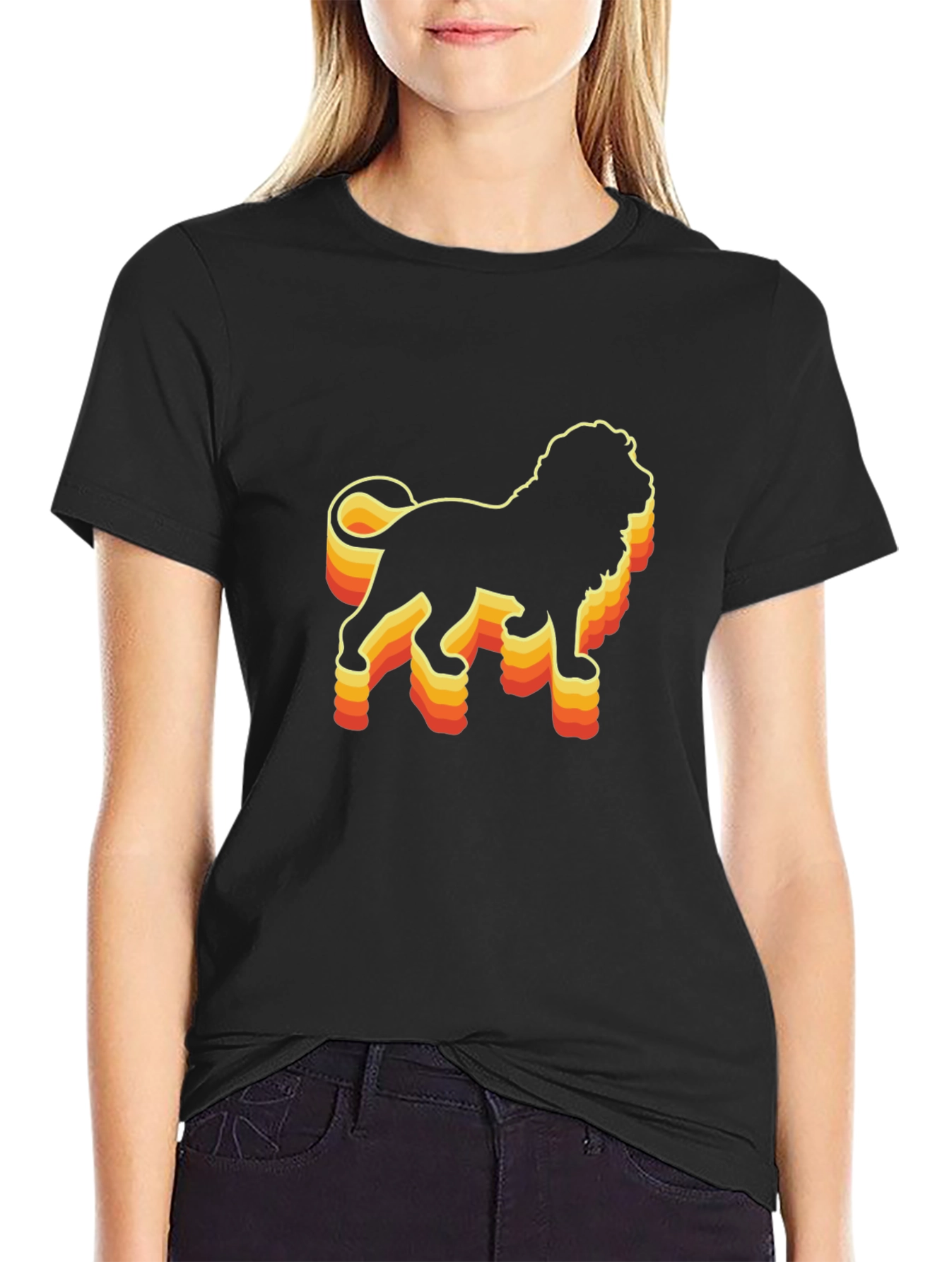 Retro Lion Graphic Tee - Black