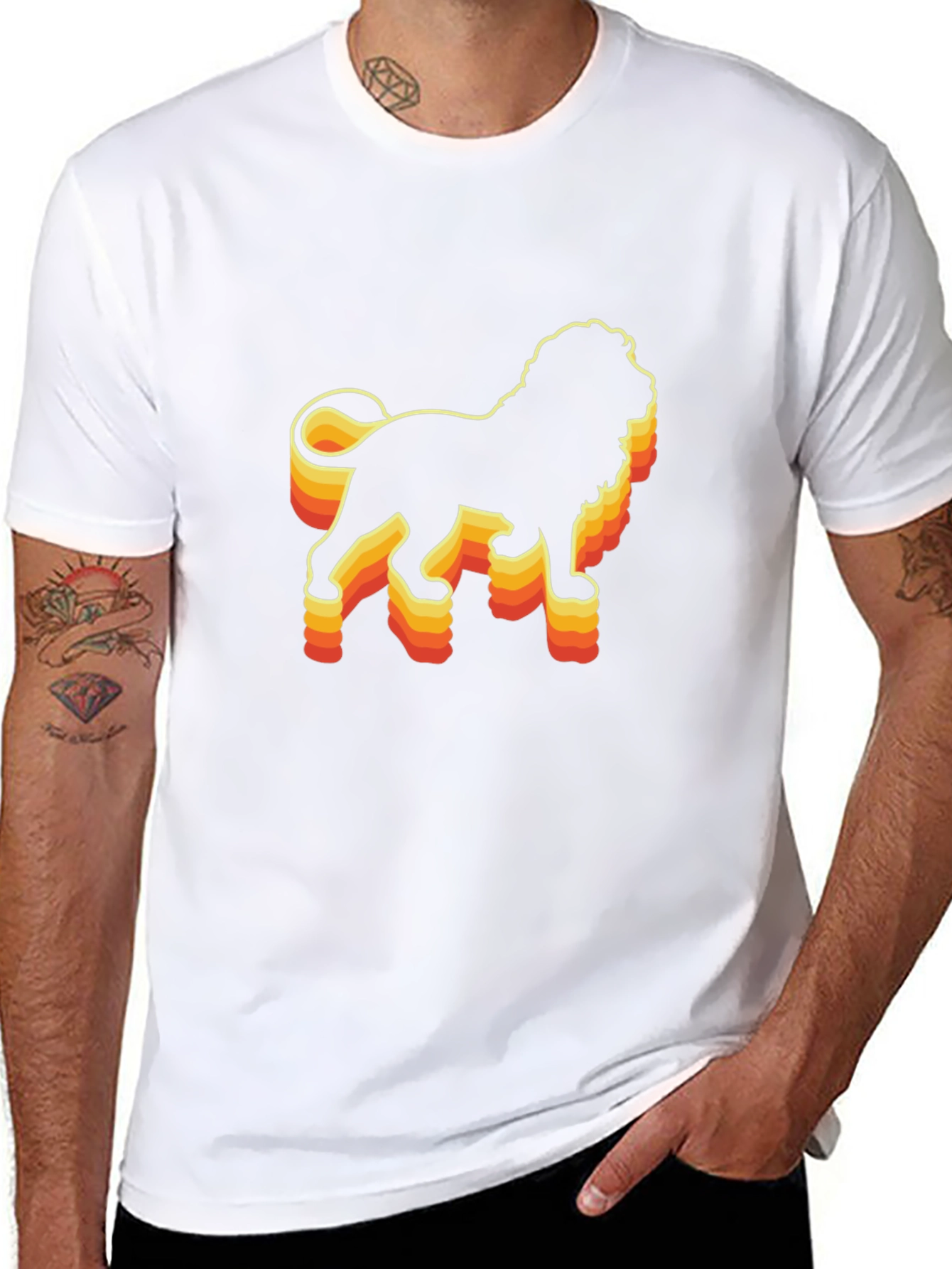 Retro Lion Graphic Tee - Black