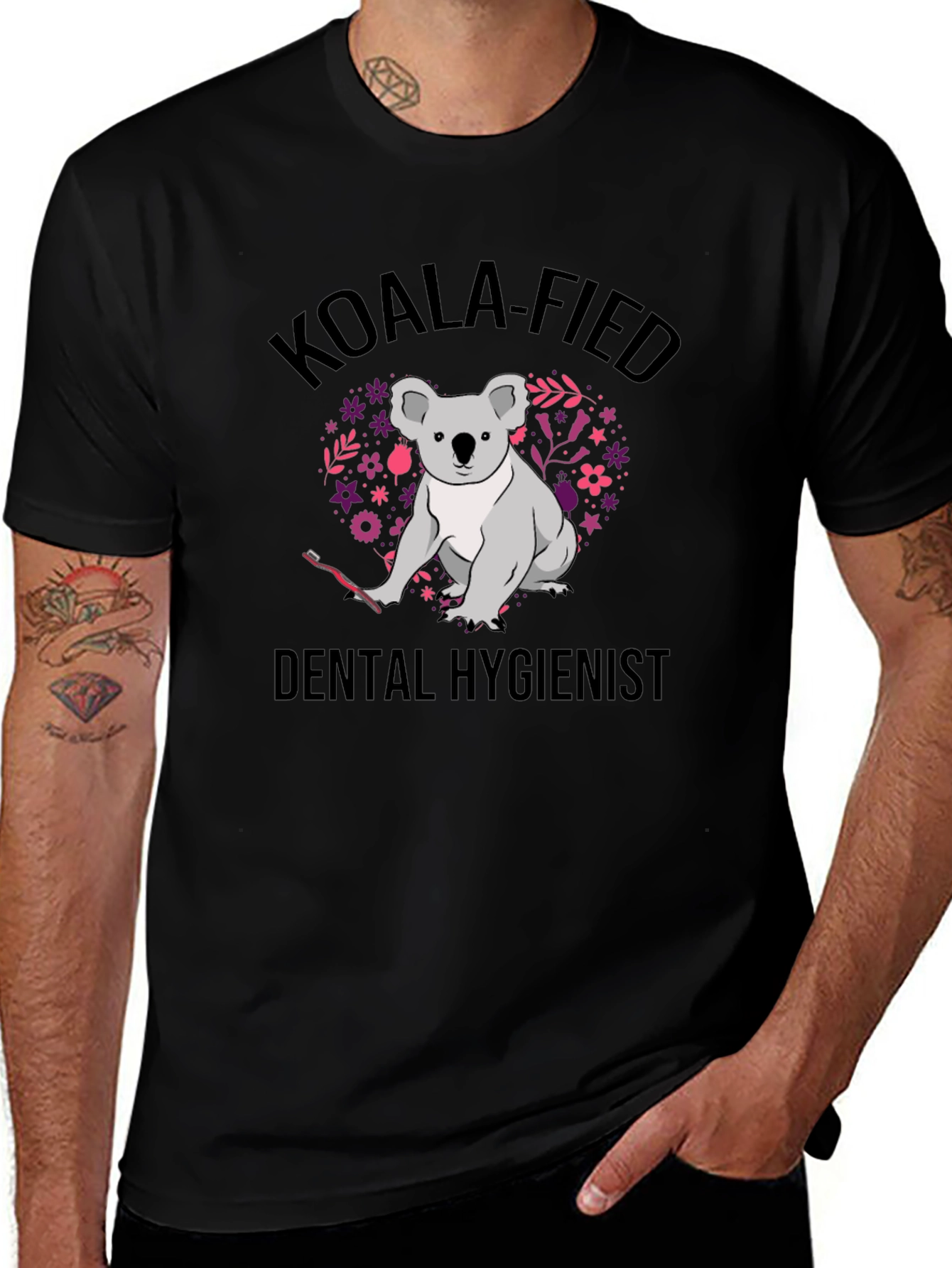 Koala-Fied Dental Hygienist Black T-Shirt