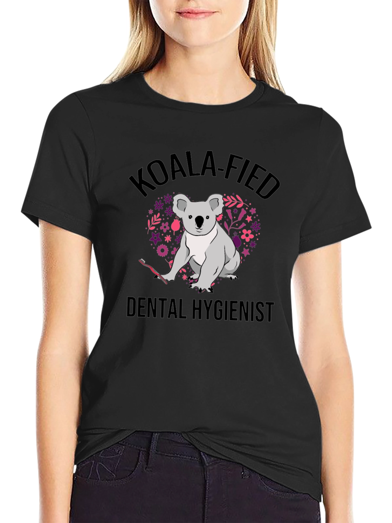 Koala-Fied Dental Hygienist Black T-Shirt