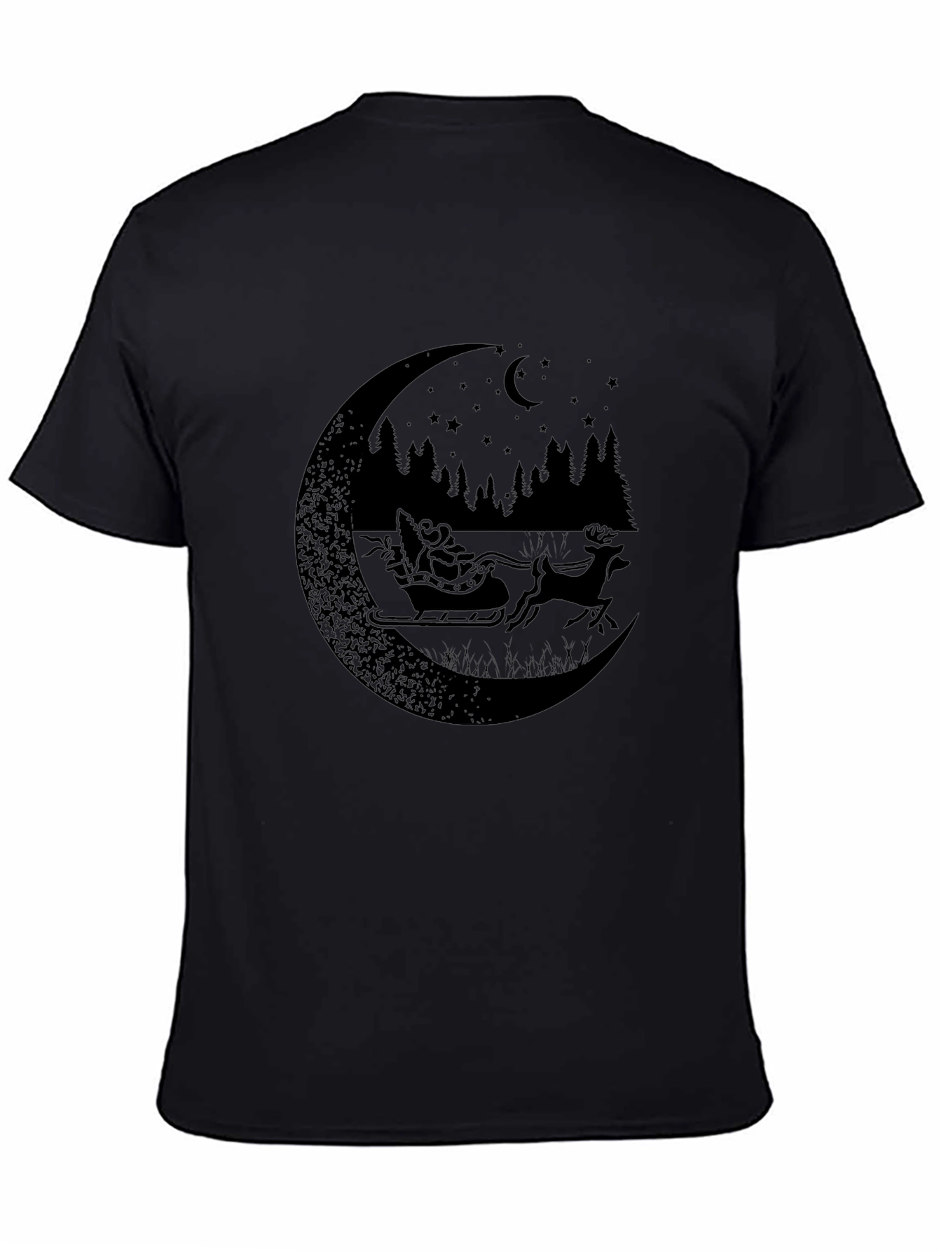 Santas Sleigh Moon Silhouette Graphic Tee