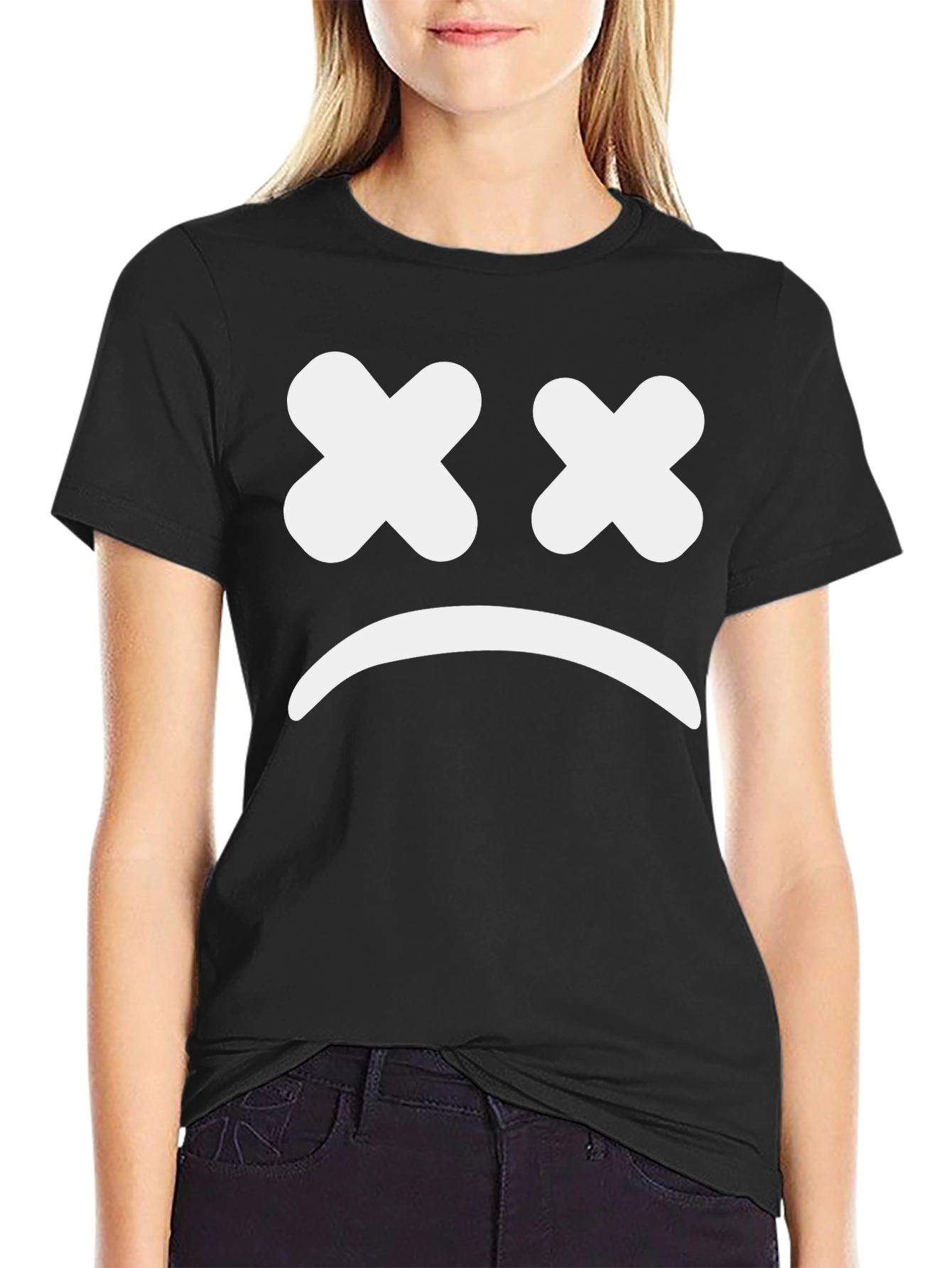 Sad Face Graphic Tee - Unisex Black T-Shirt
