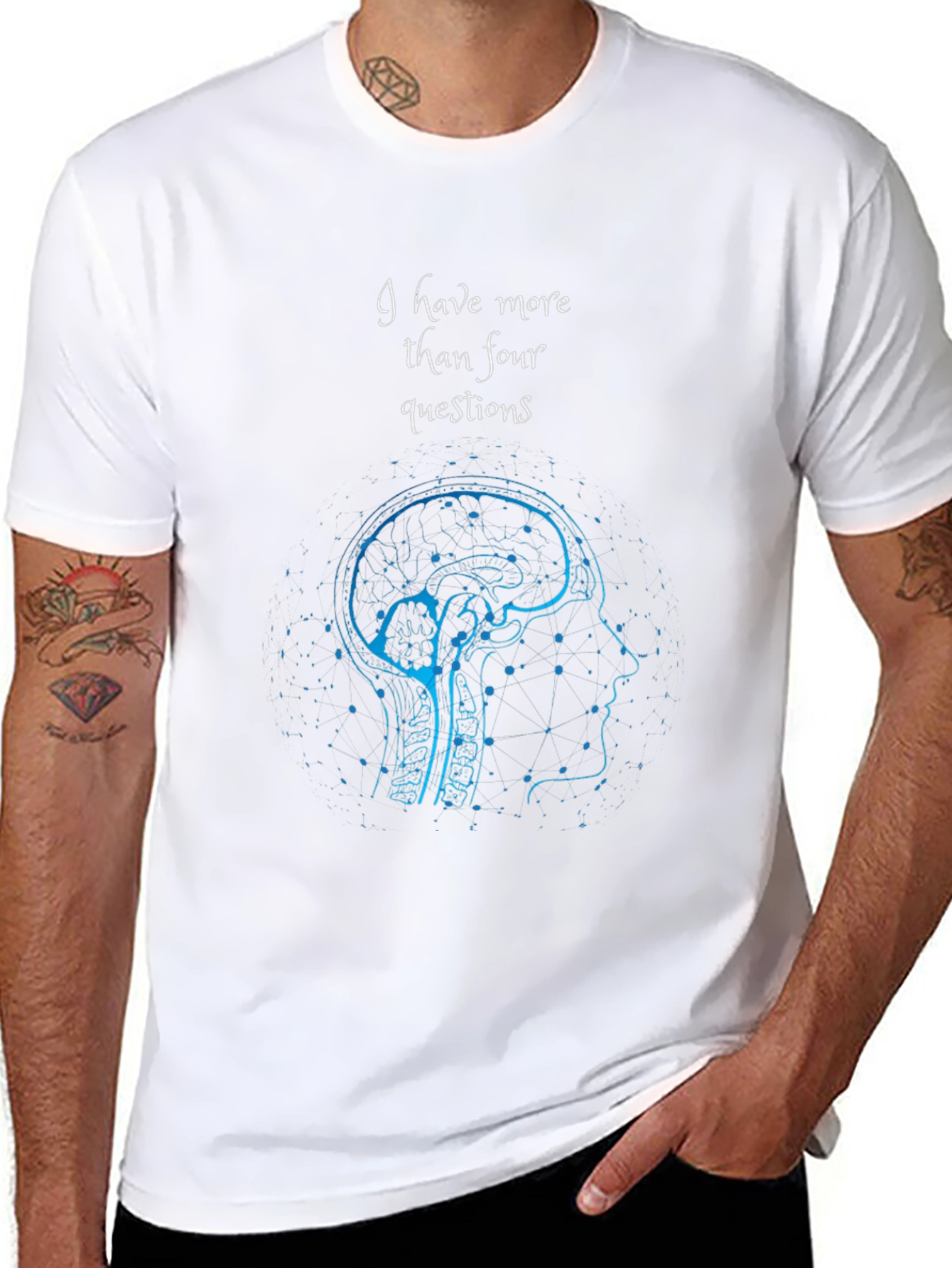 I Have More Than Four Questions Brain T-Shirt