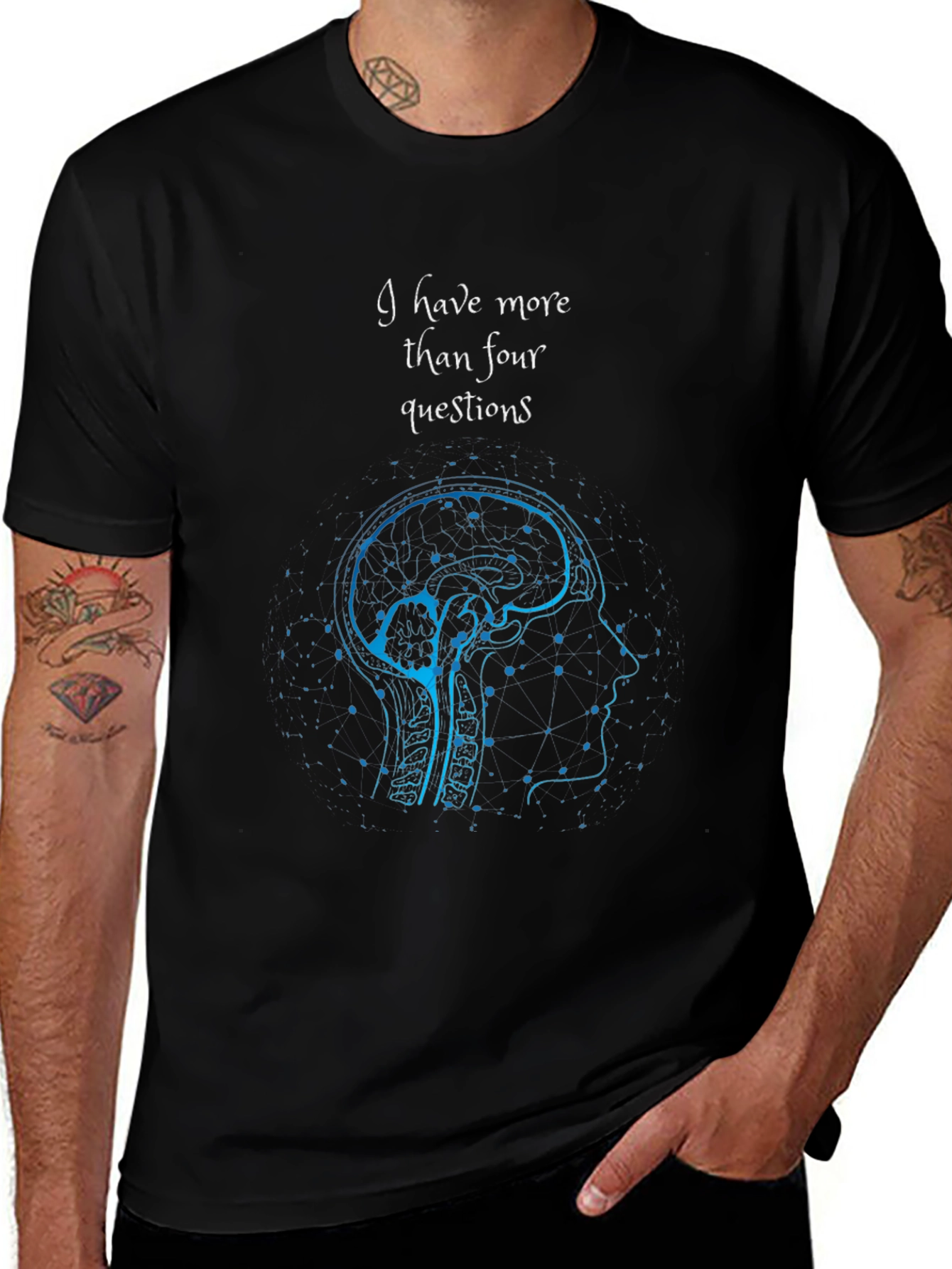 I Have More Than Four Questions Brain T-Shirt