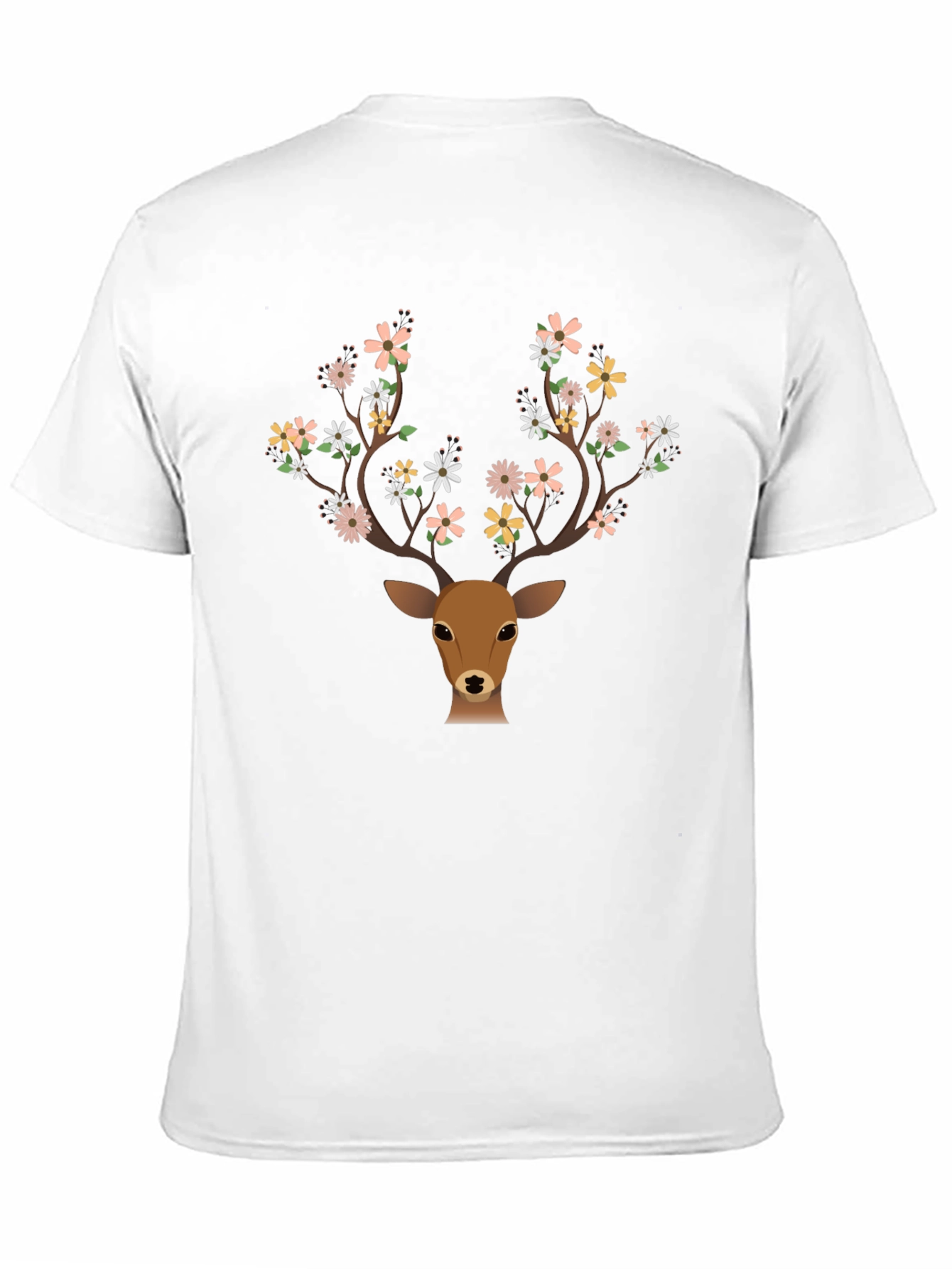 Floral Antler Deer Graphic Tee - Black T-Shirt