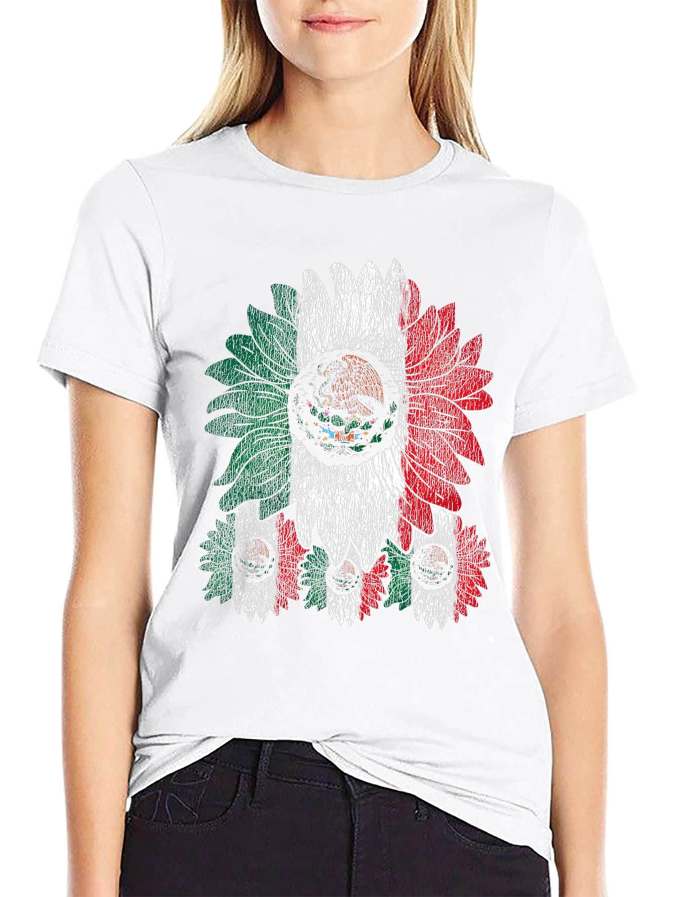 Mexican Flag Sunflower Graphic T-Shirt
