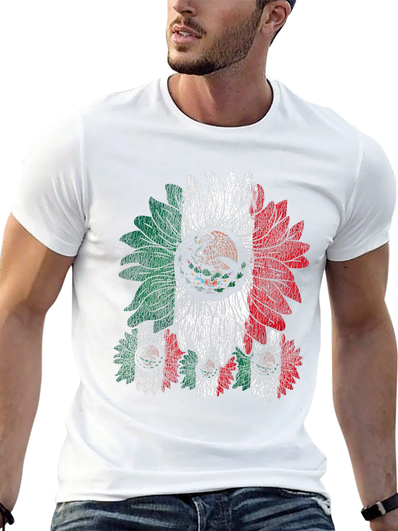 Mexican Flag Sunflower Graphic T-Shirt