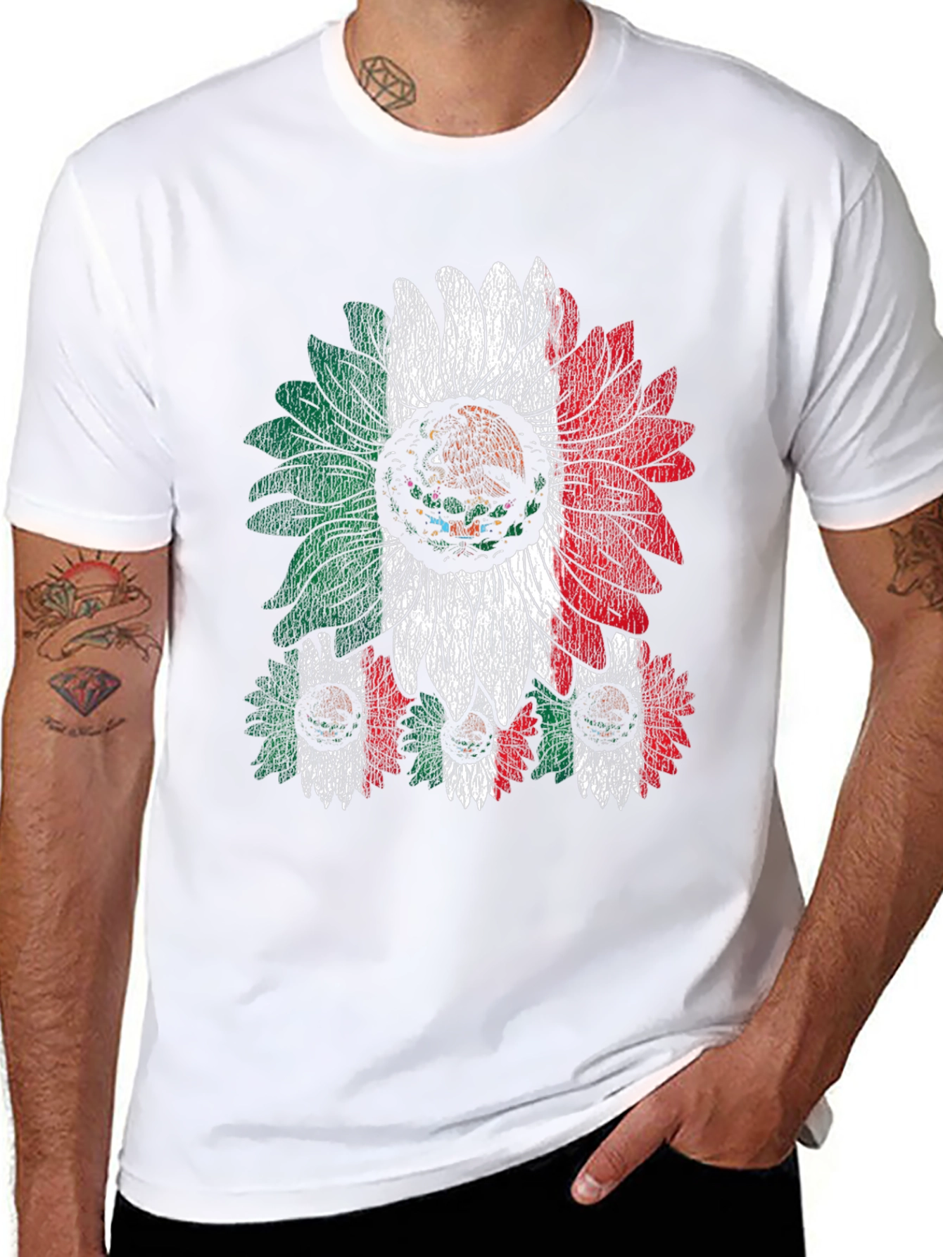 Mexican Flag Sunflower Graphic T-Shirt