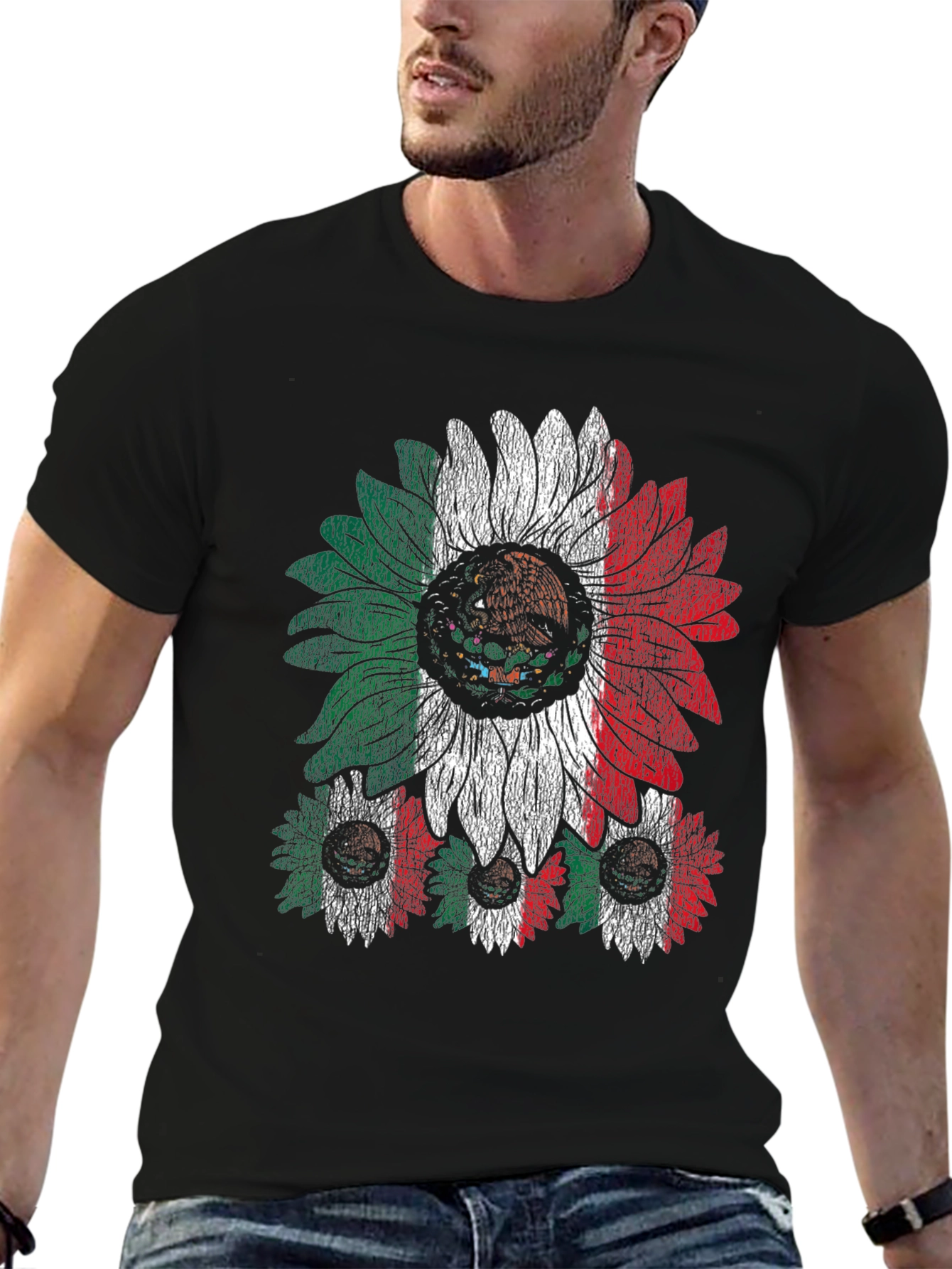 Mexican Flag Sunflower Graphic T-Shirt