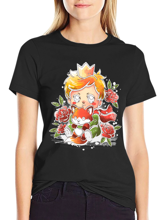 Little Prince and Fox Graphic Tee - Black