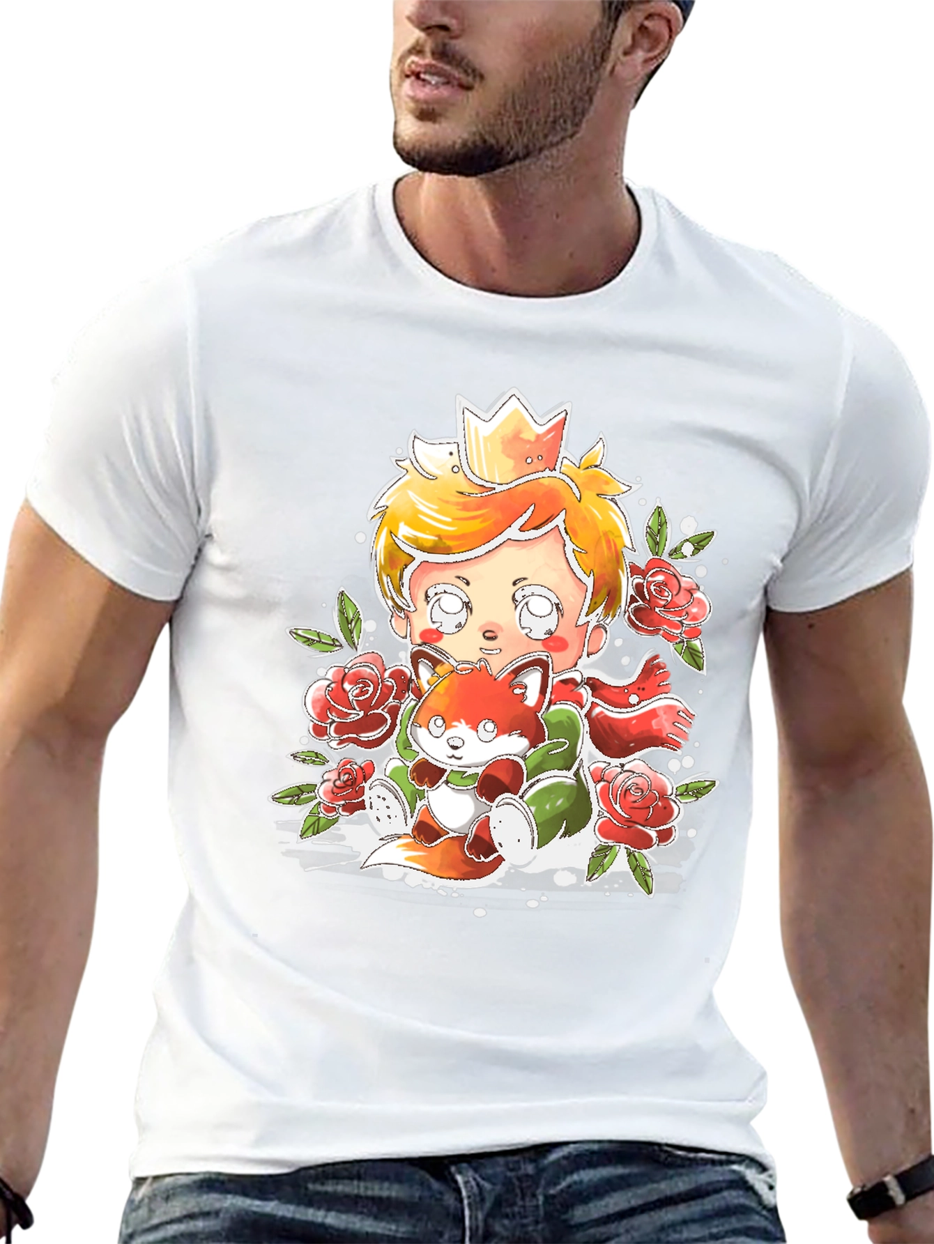 Little Prince and Fox Graphic Tee - Black
