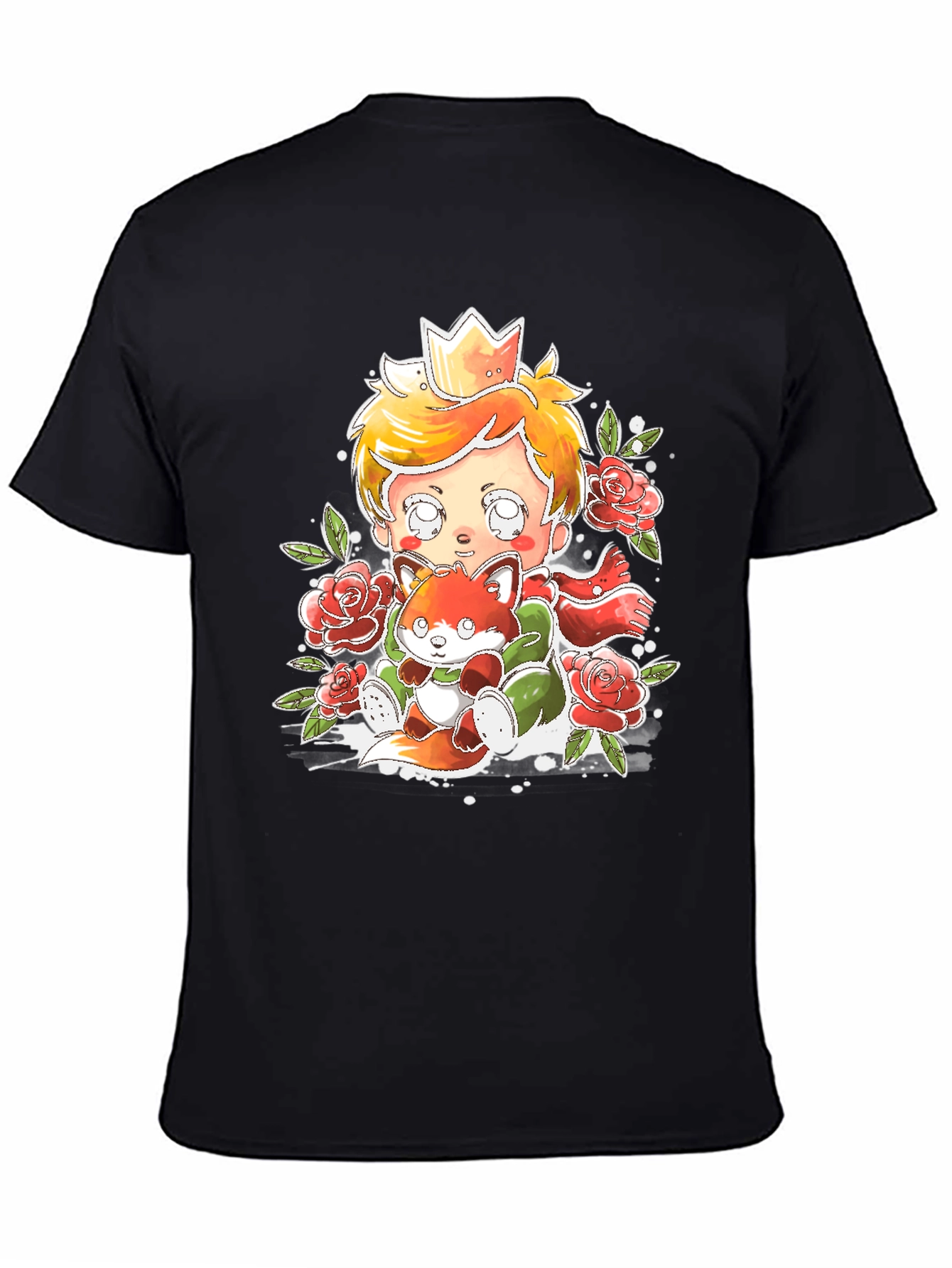 Little Prince and Fox Graphic Tee - Black