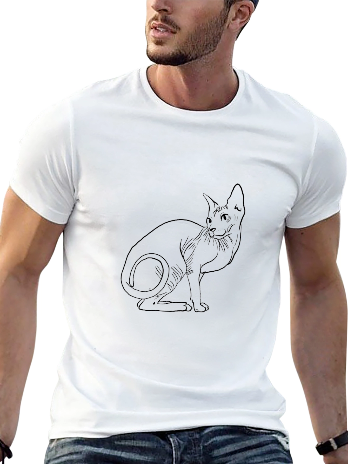 Sphynx Cat Graphic T-Shirt - Unisex Black Tee