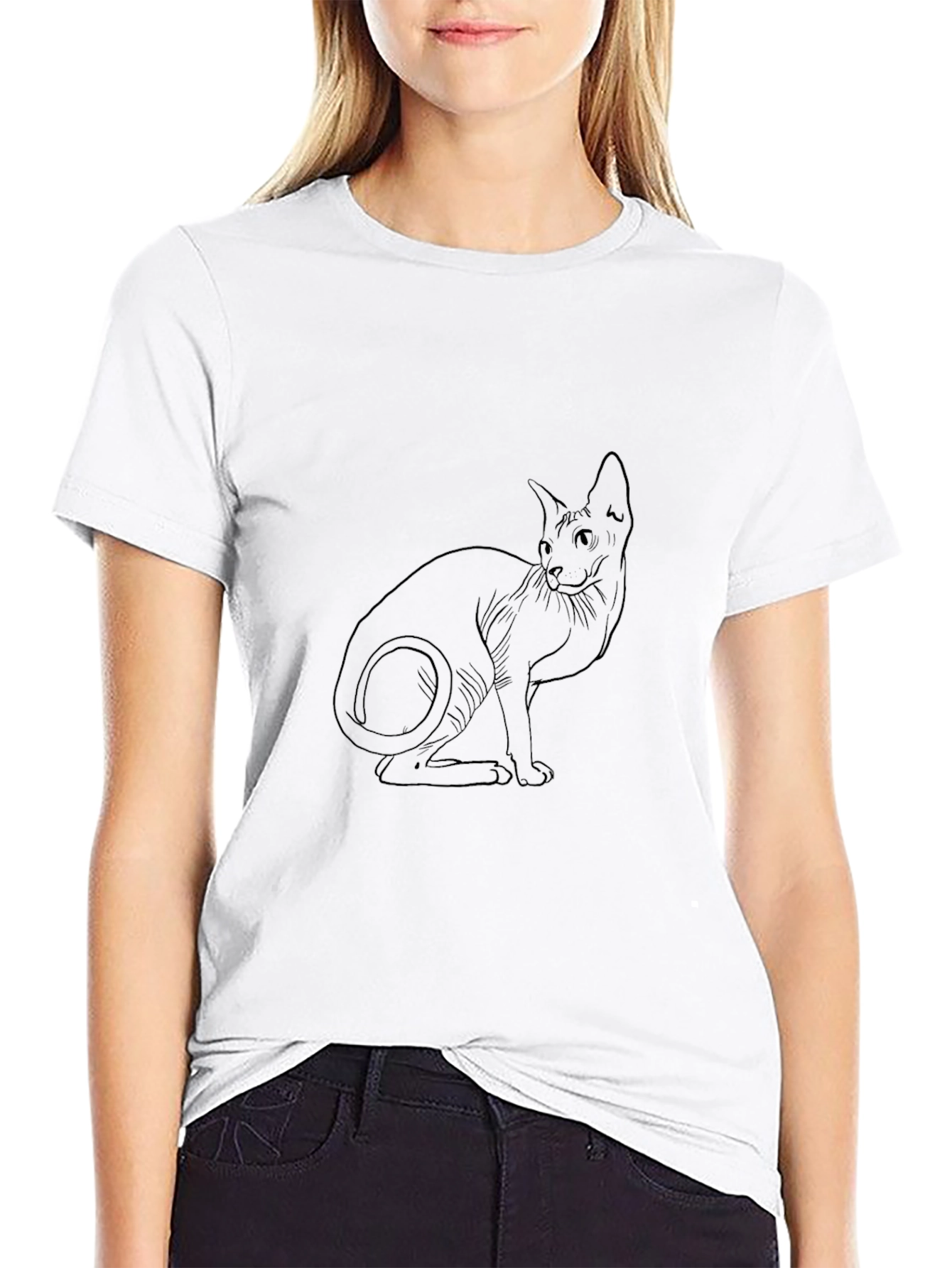 Sphynx Cat Graphic T-Shirt - Unisex Black Tee