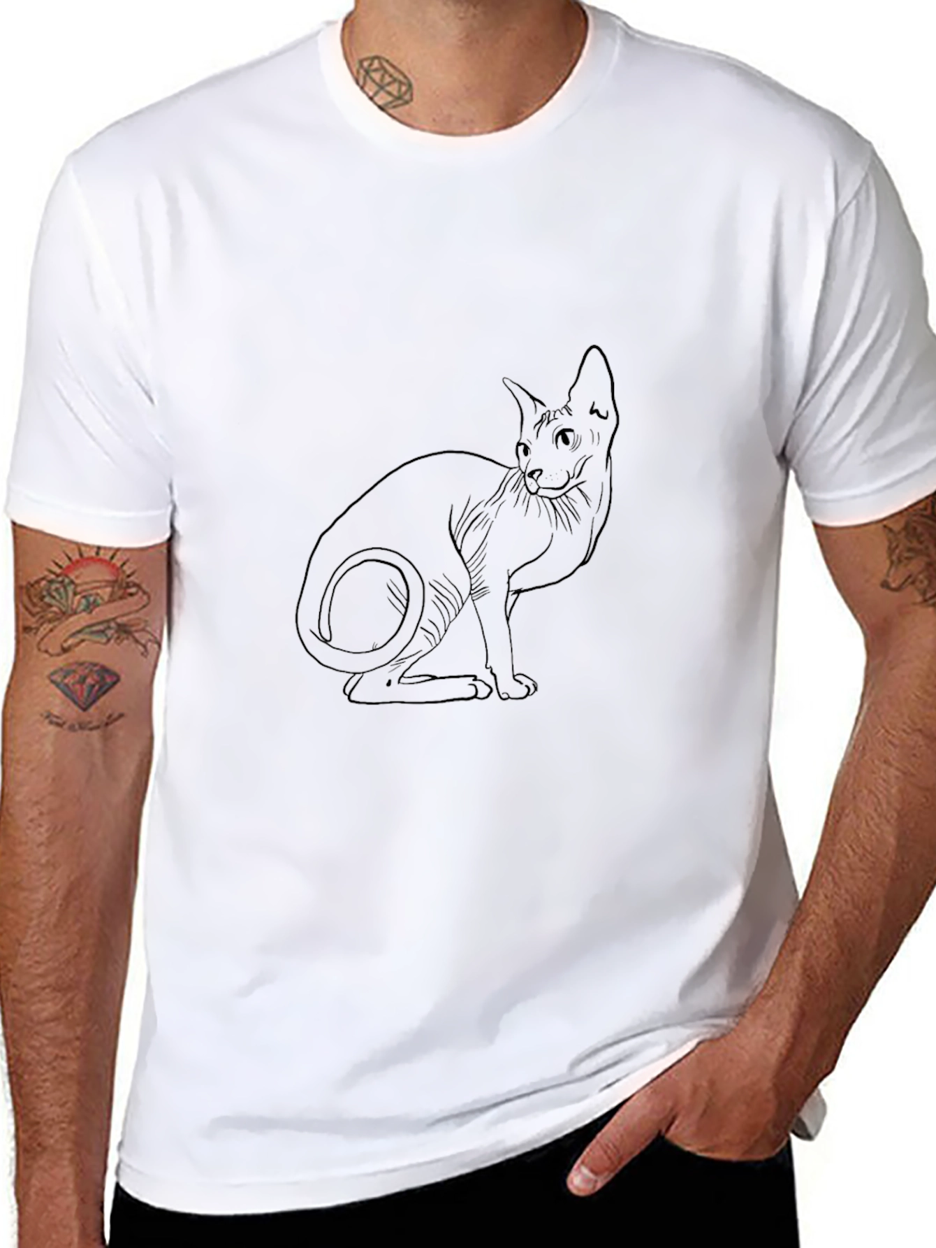Sphynx Cat Graphic T-Shirt - Unisex Black Tee