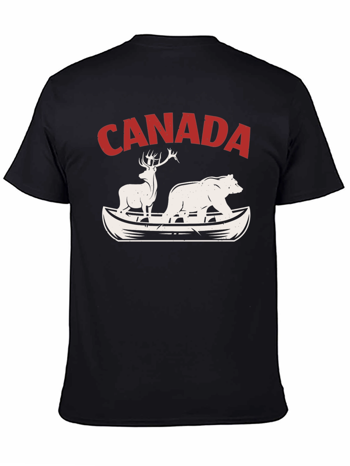Canada Canoe Bear & Deer Graphic Tee - Black