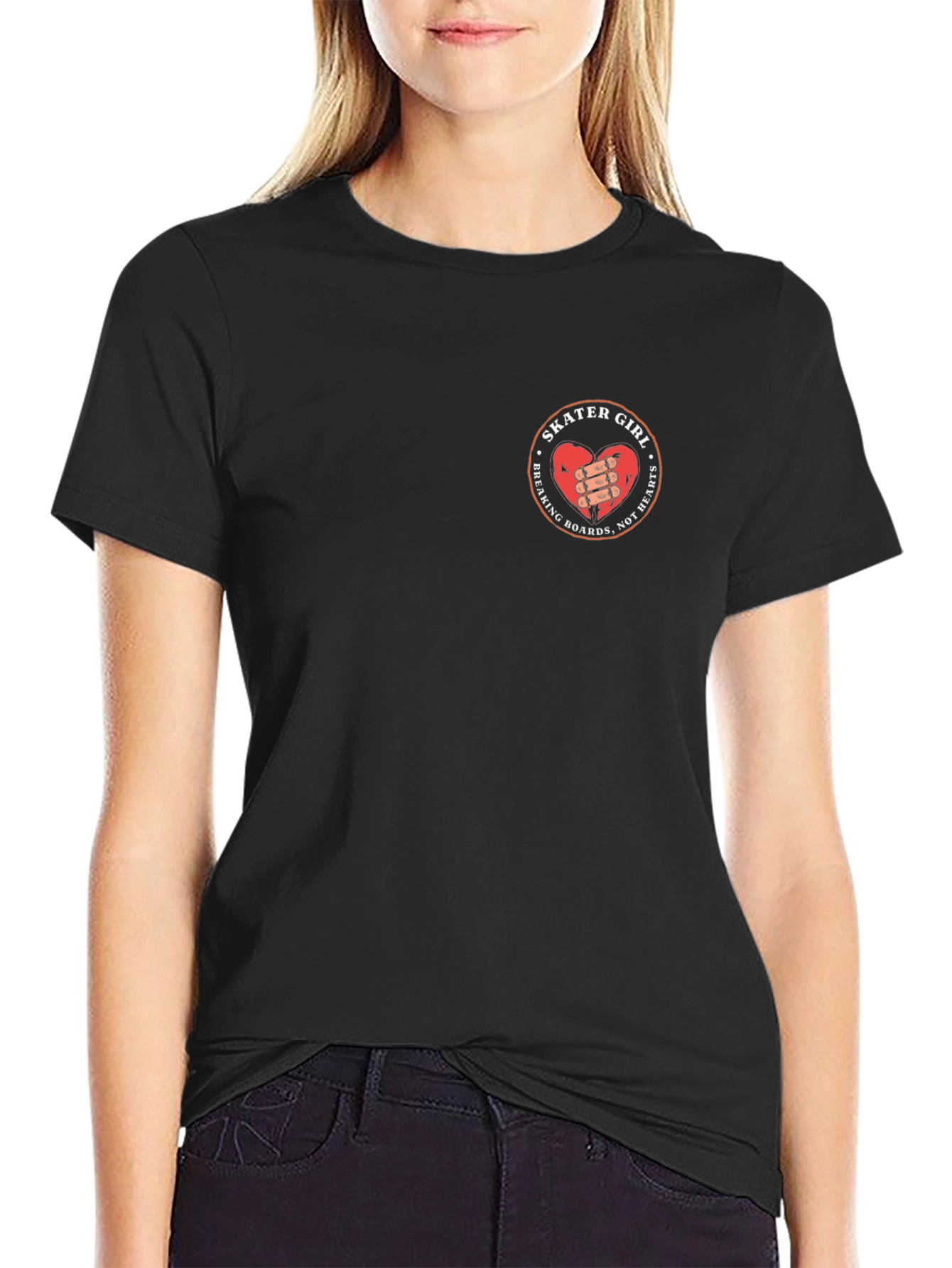 Skater Girl Graphic Tee - Breaking Boards Not Hearts