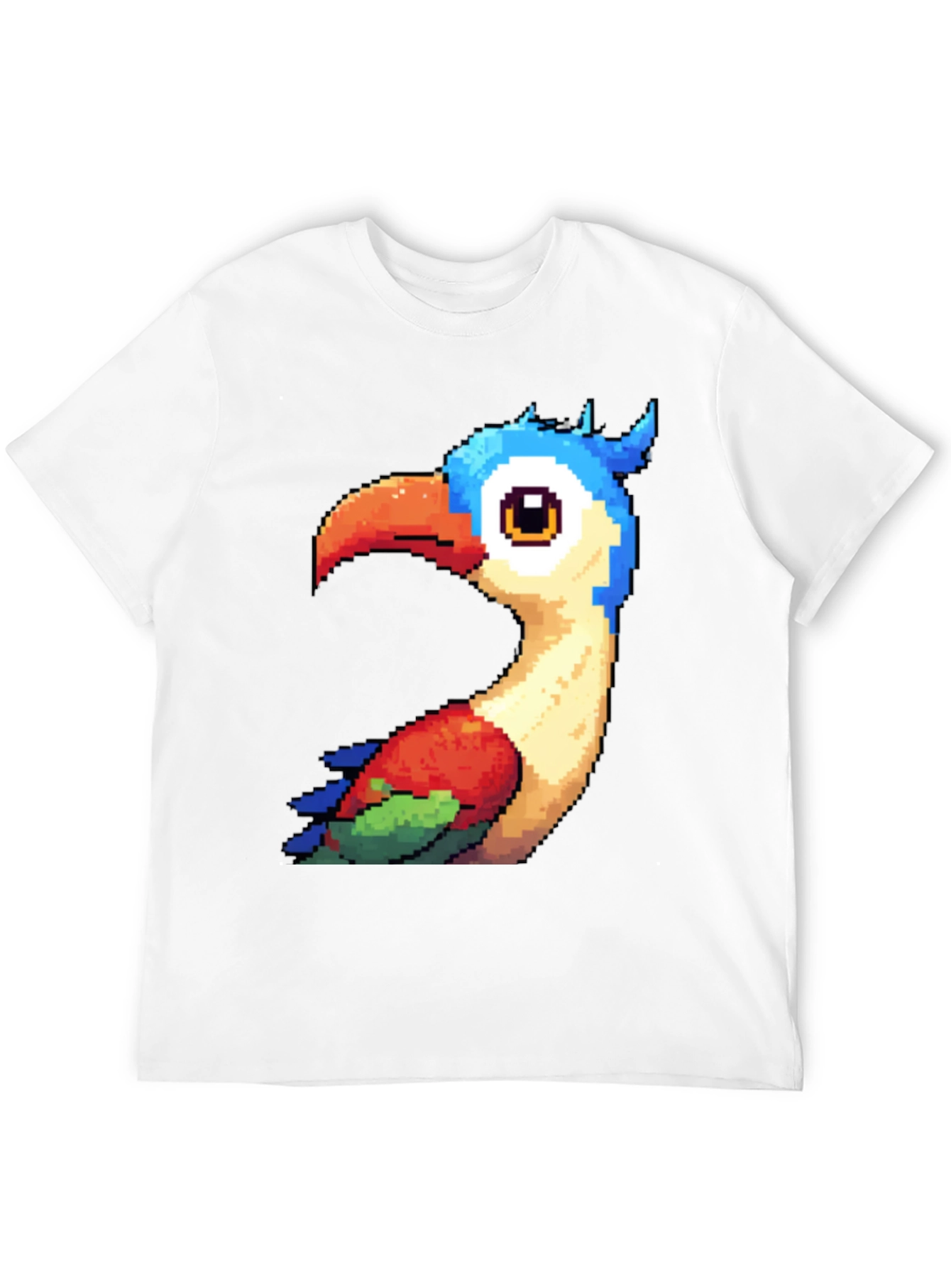 Pixel Art Bird Graphic T-Shirt - Black