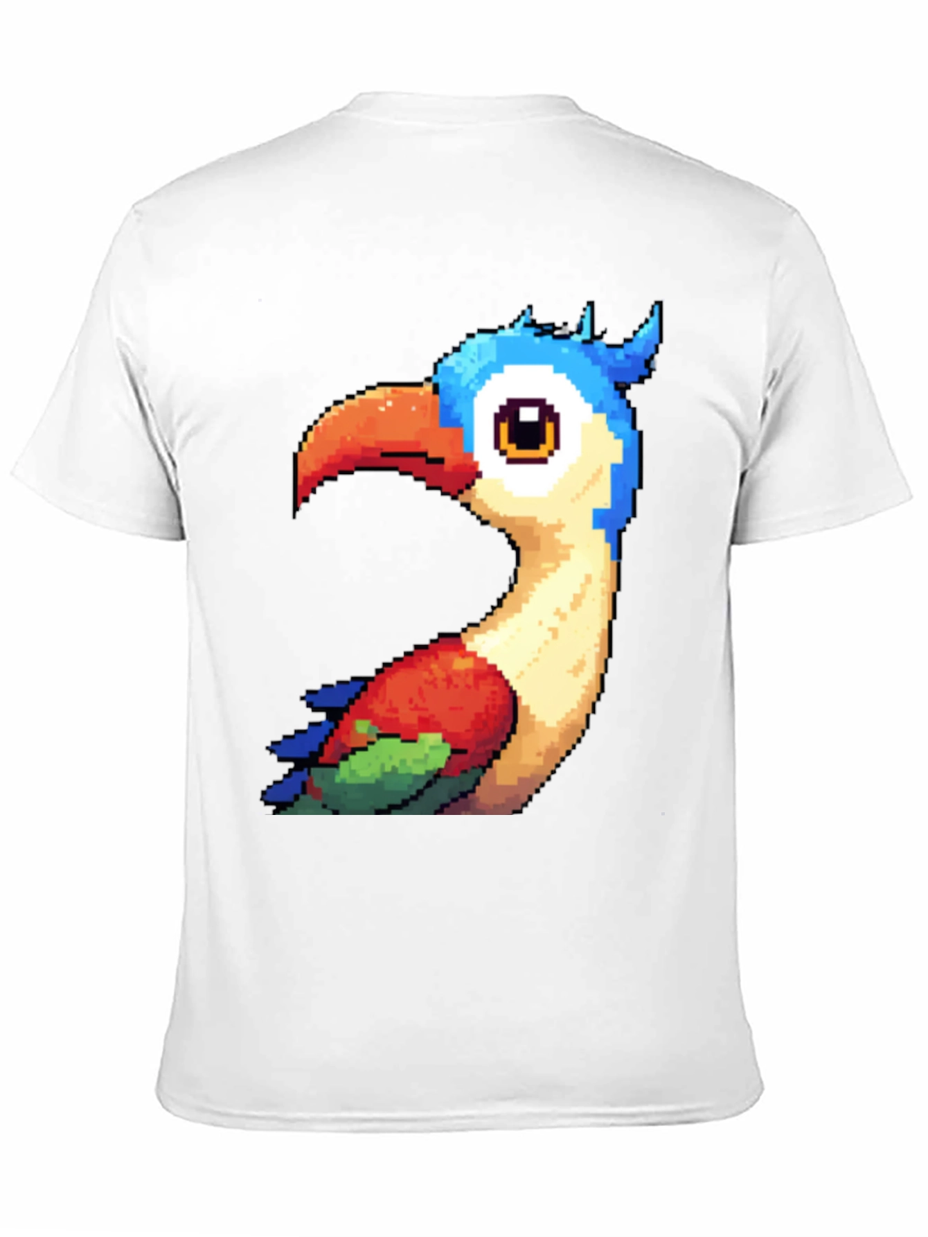 Pixel Art Bird Graphic T-Shirt - Black