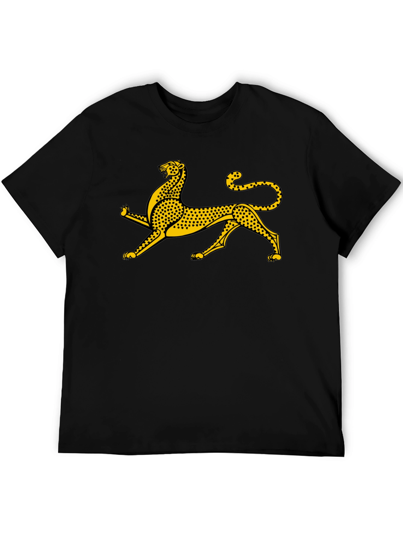 Black Tee with Gold Leopard Graphic