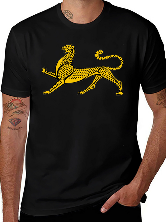 Black Tee with Gold Leopard Graphic